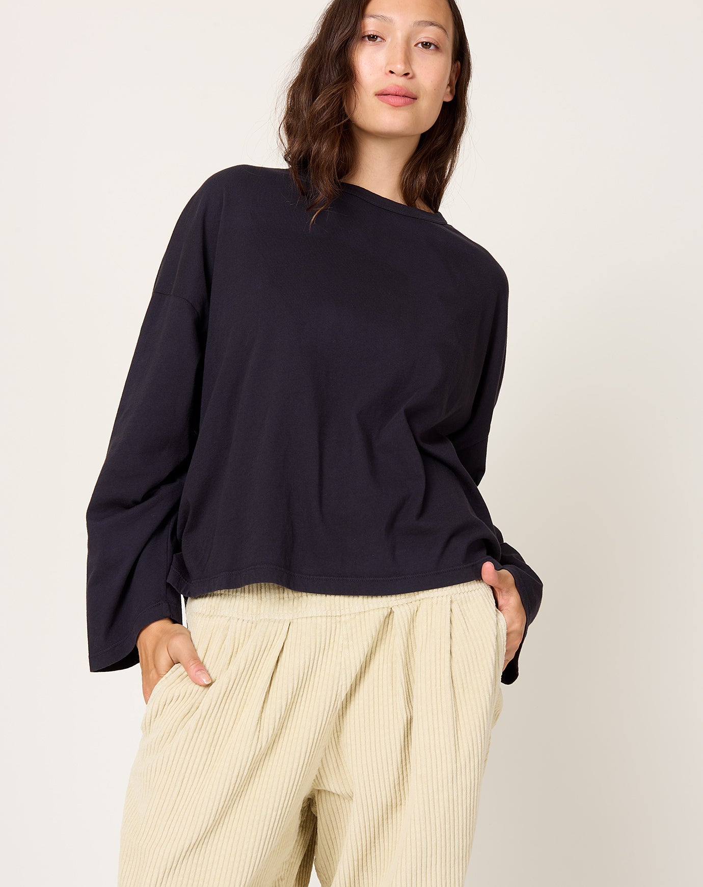 Black Crane Wide L/S Tee in Black