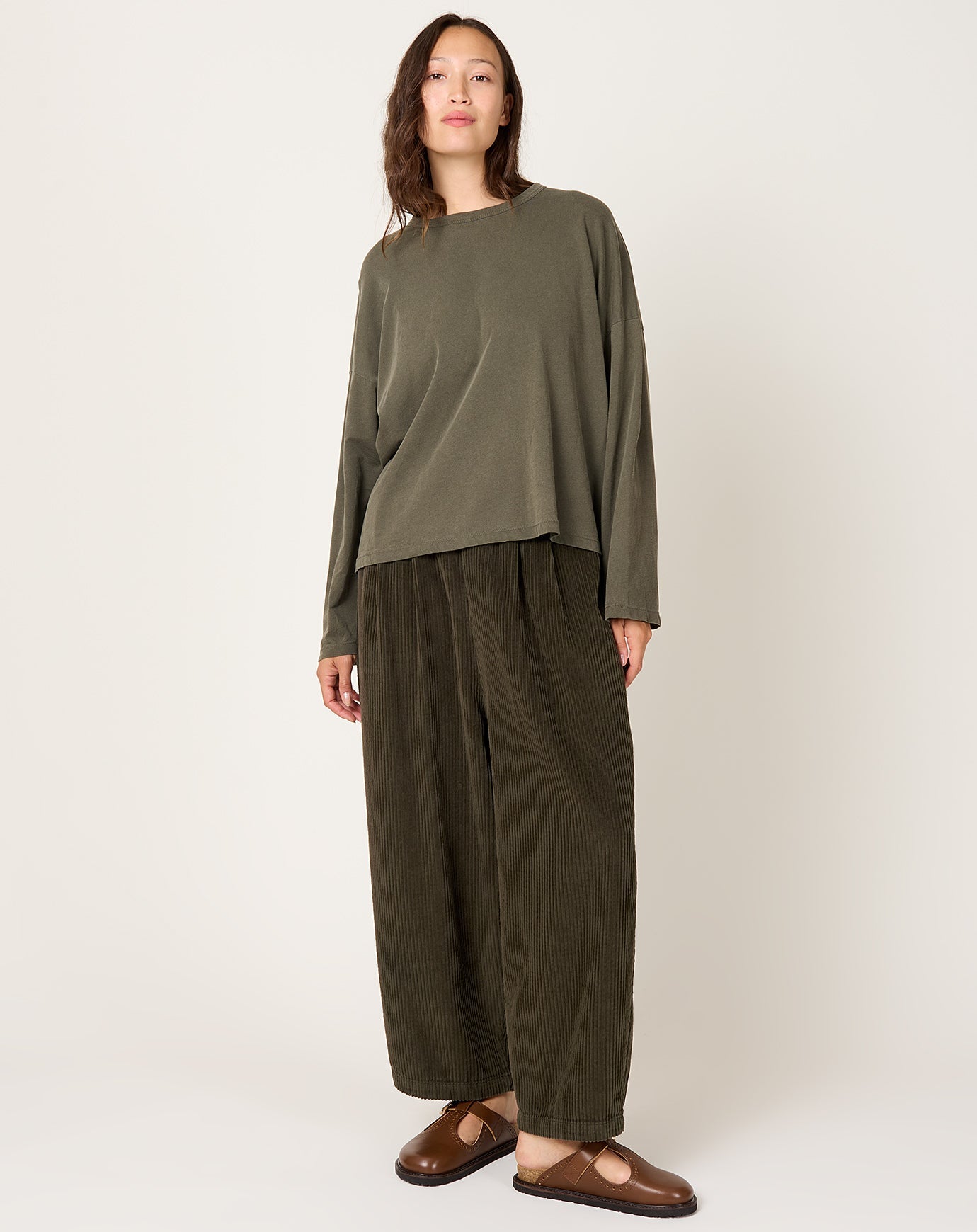 Black Crane Wide L/S Tee in Slate