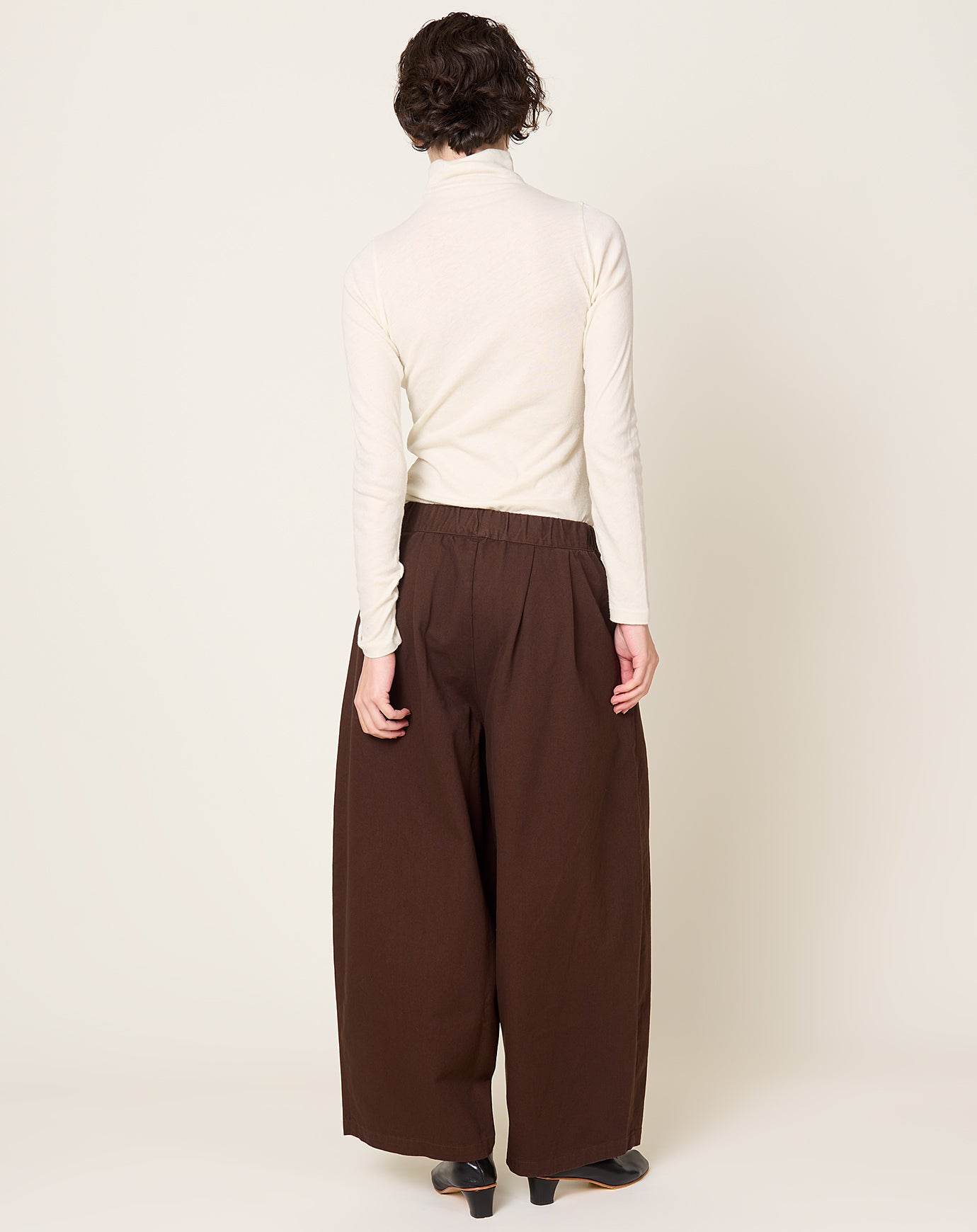 Black Crane Wide Pants in Dark Cacao