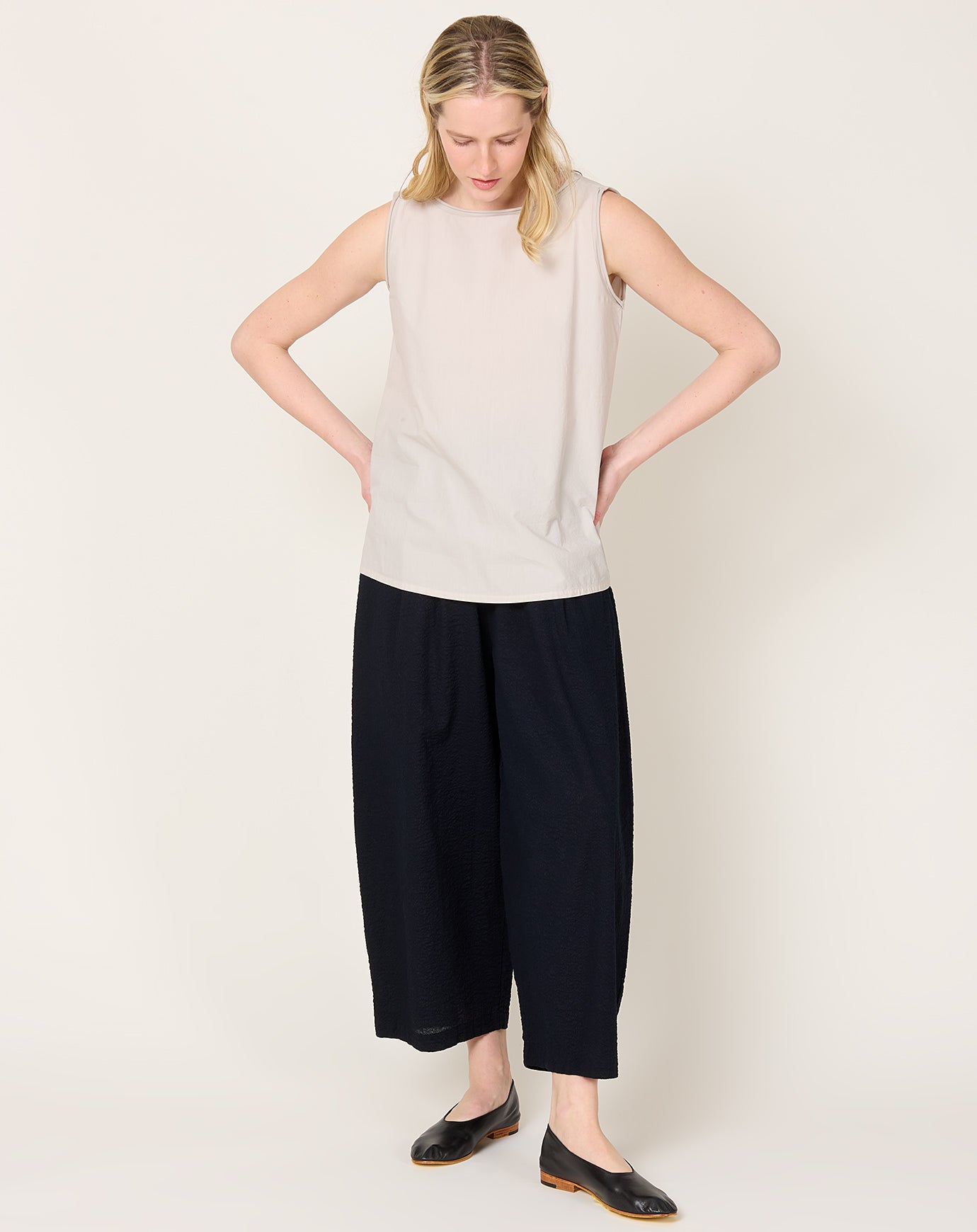 Black Crane Wide Pants in Midnight
