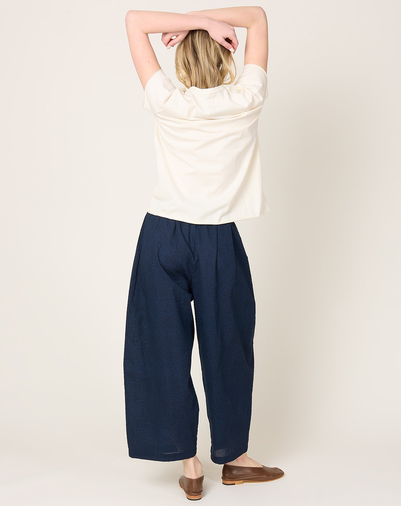 Black Crane Wide Pants in Navy