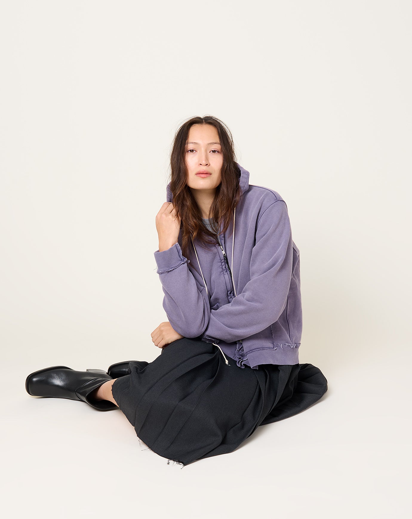 Camiel Fortgens Fitted Zip Hoodie in Dark Purple