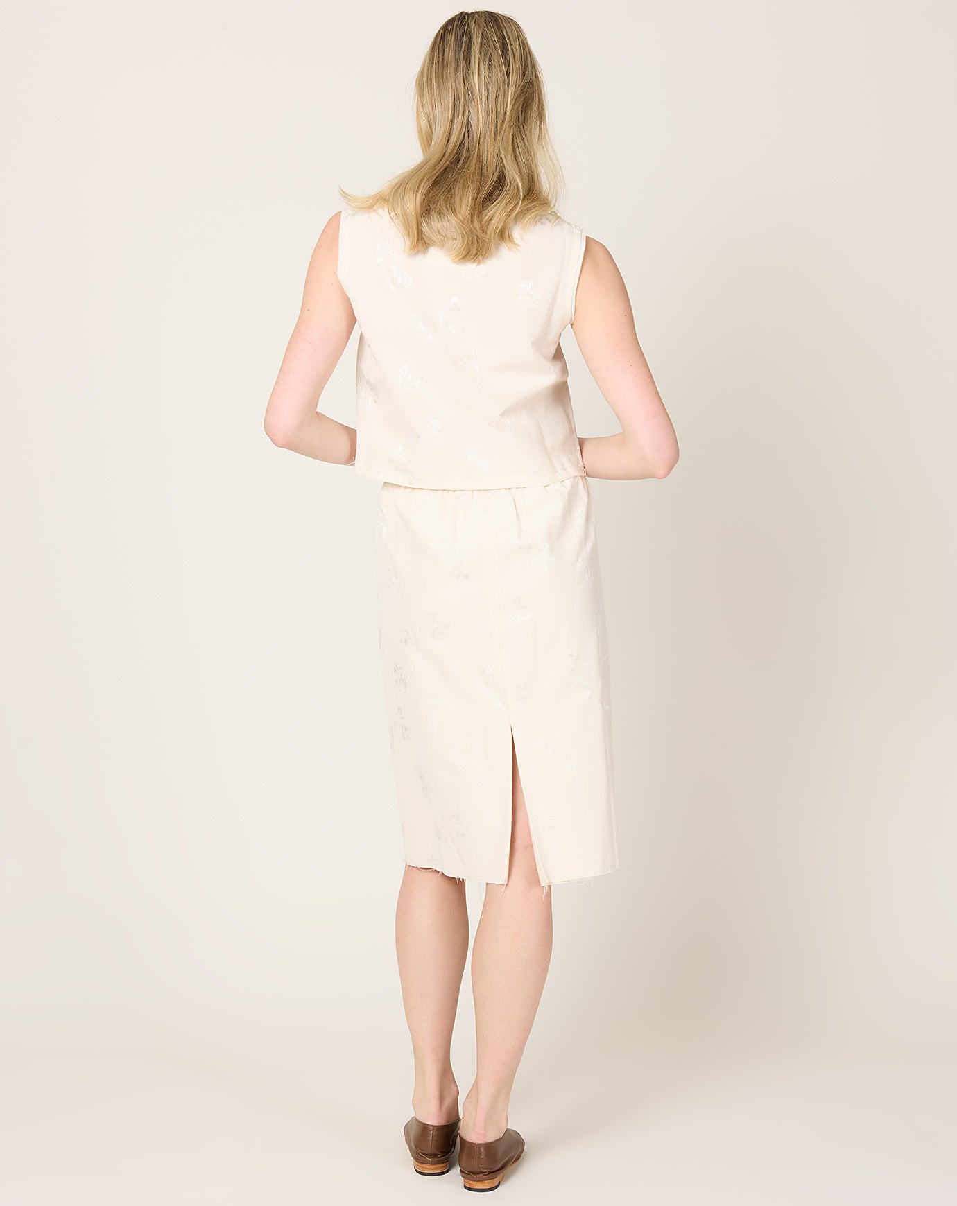 Camiel Fortgens Grandma Skirt in Off White Flower Jacquard