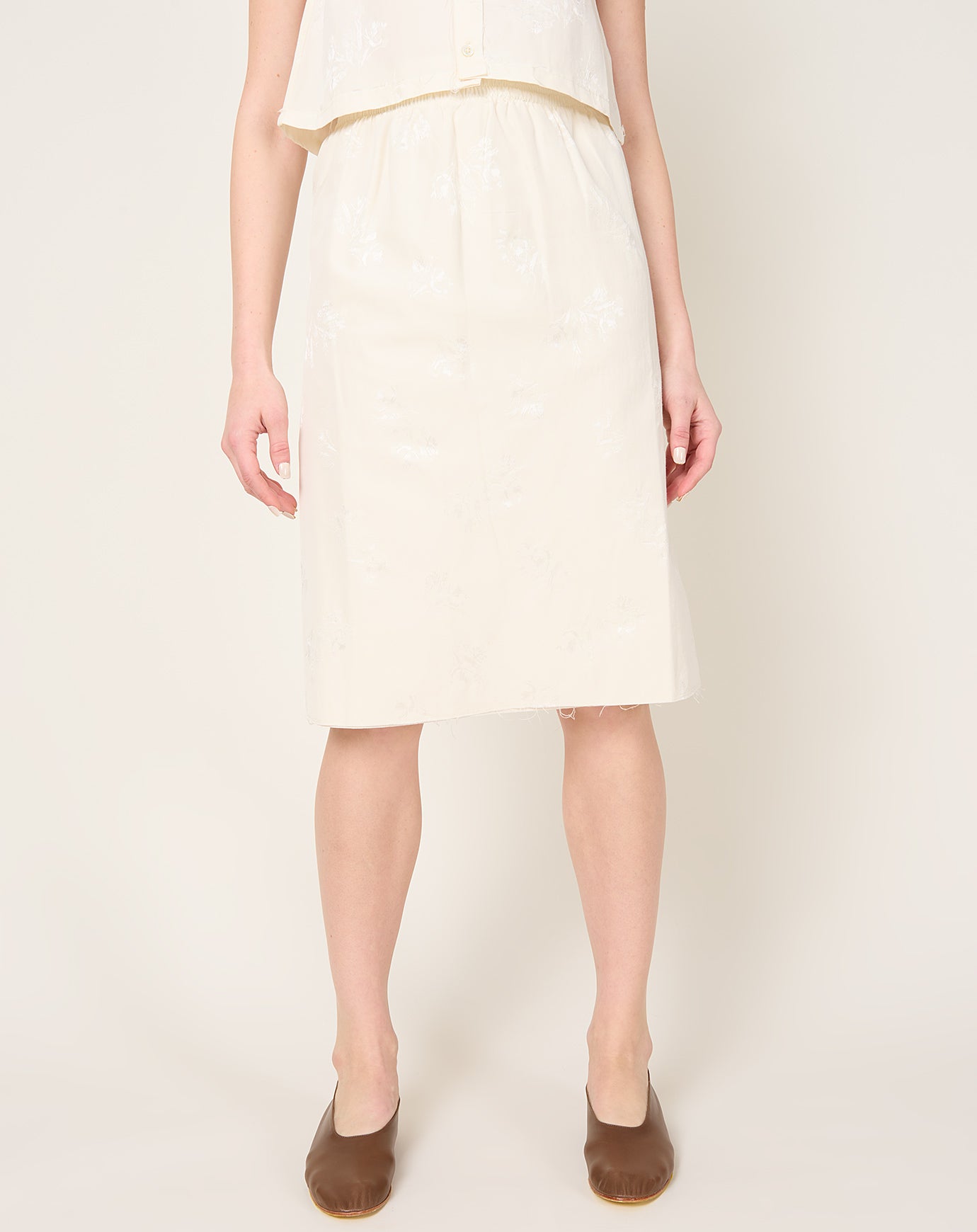 Camiel Fortgens Grandma Skirt in Off White Flower Jacquard