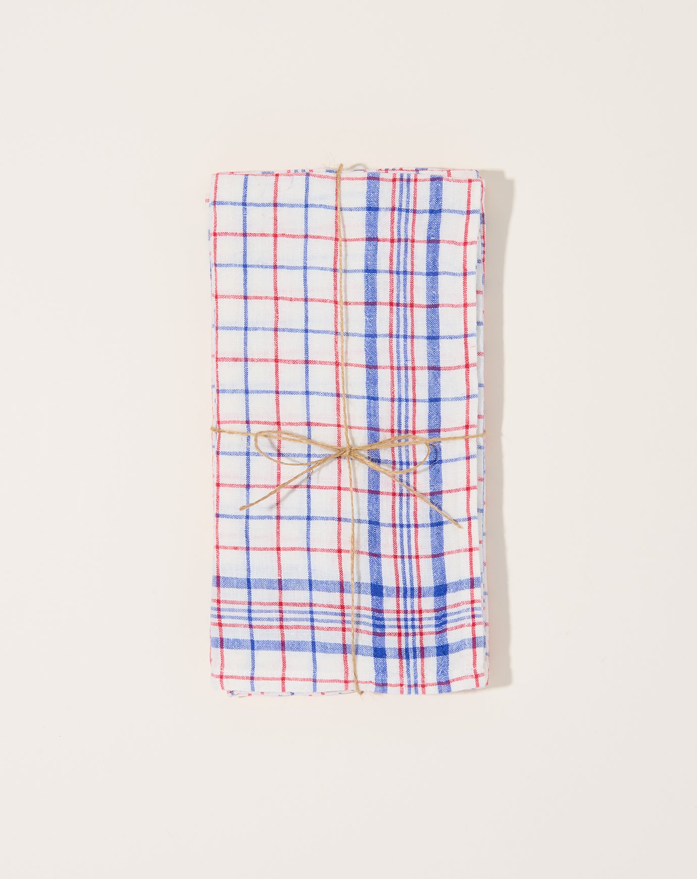 Caravan Bistro Check Napkins in Blue  & Red, Set of Four