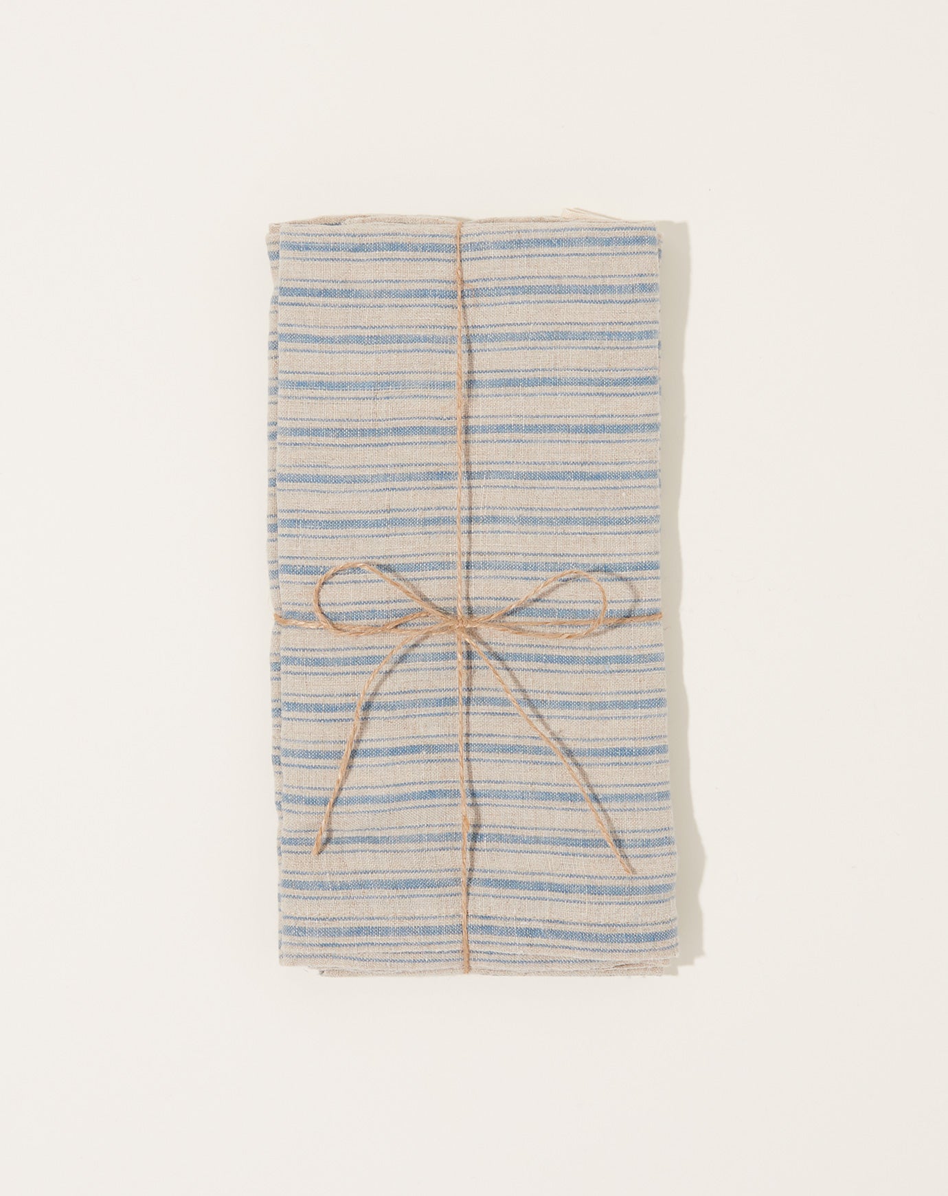 Caravan Boat Stripe Linen Towels in Natural and Blue, Set of 2