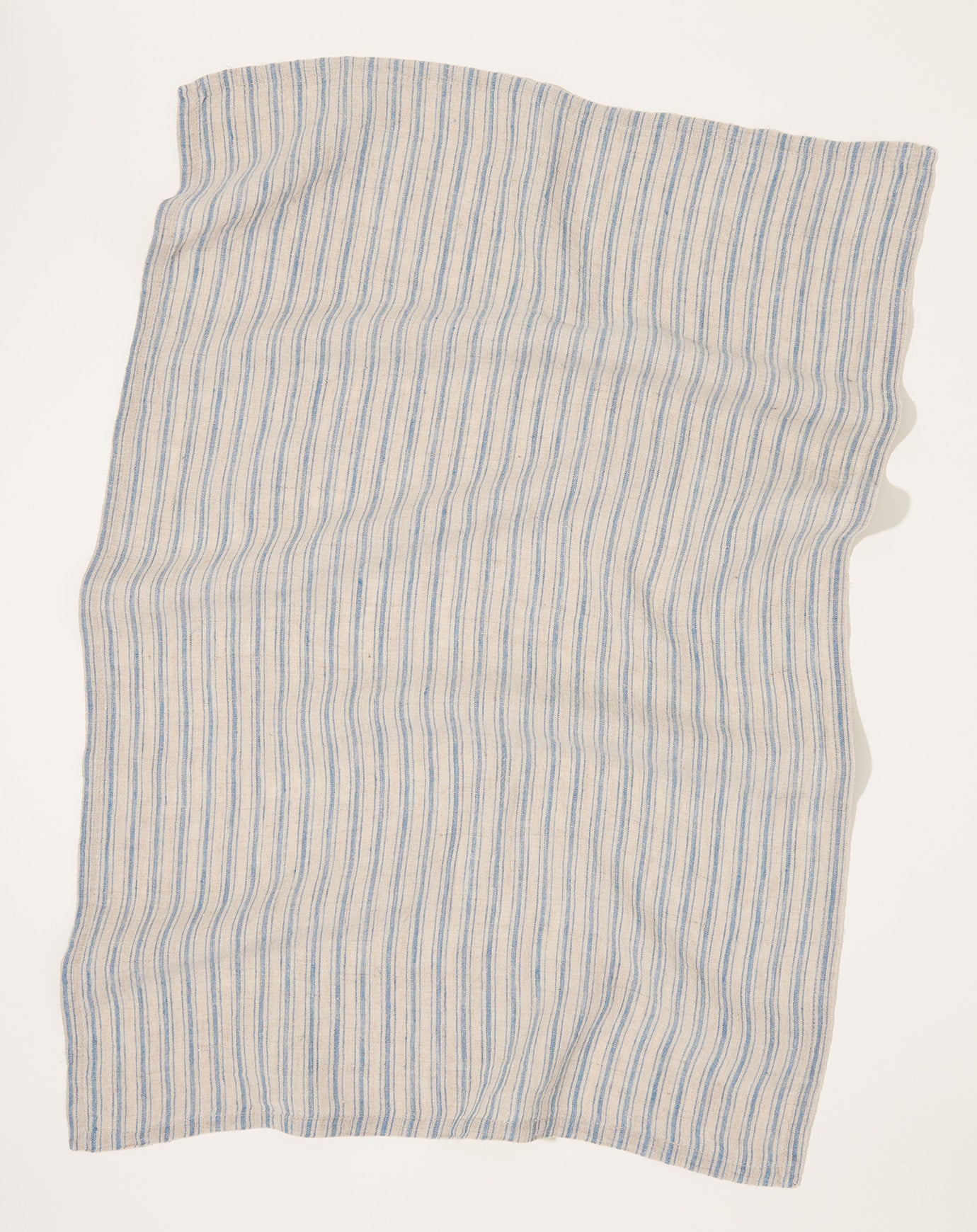 Caravan Boat Stripe Linen Towels in Natural and Blue, Set of 2