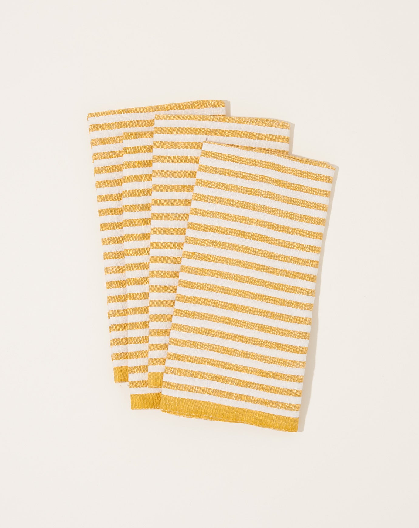 Caravan Ticking Stripe Napkin in Mustard, Set of 4