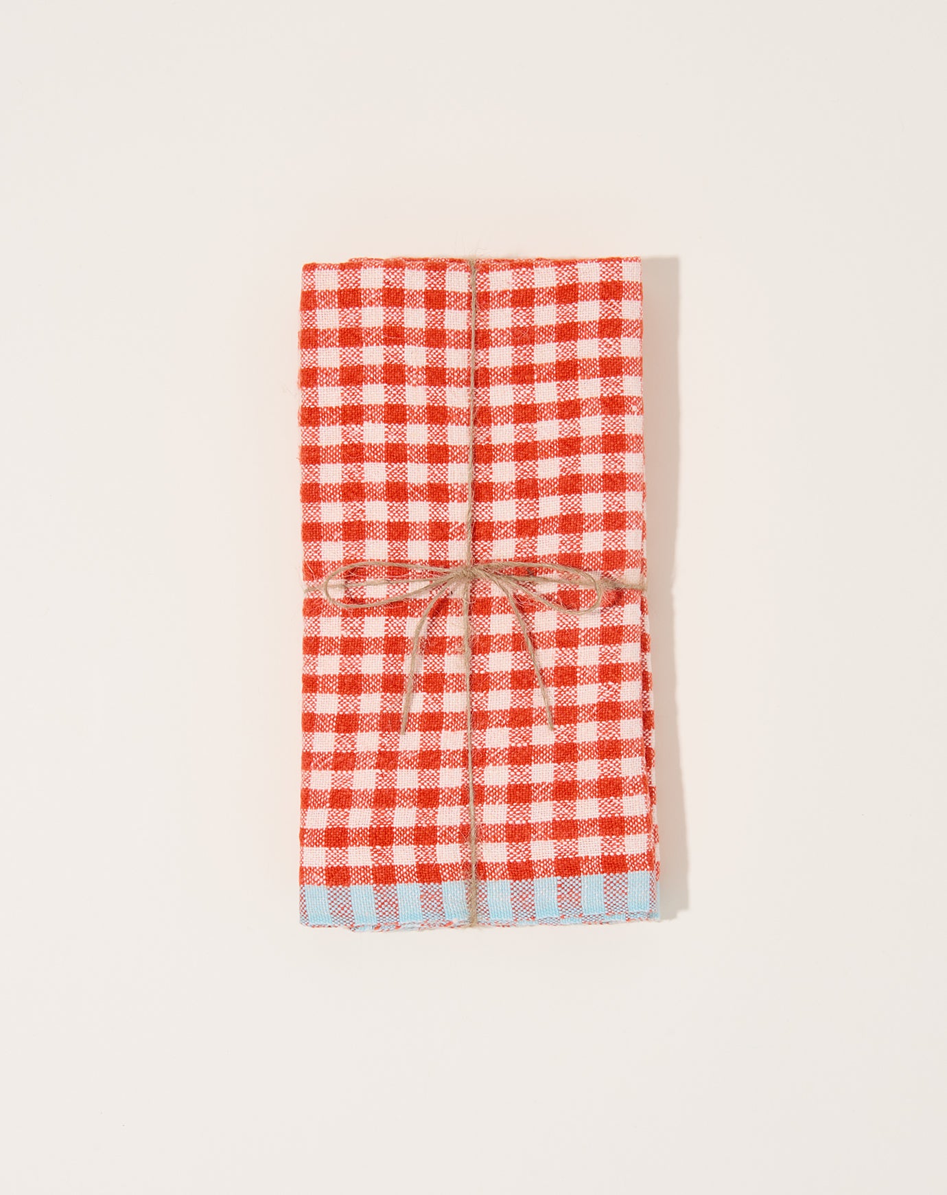 Caravan Two-Tone Gingham Towels in Orange & Aqua, Set of 2