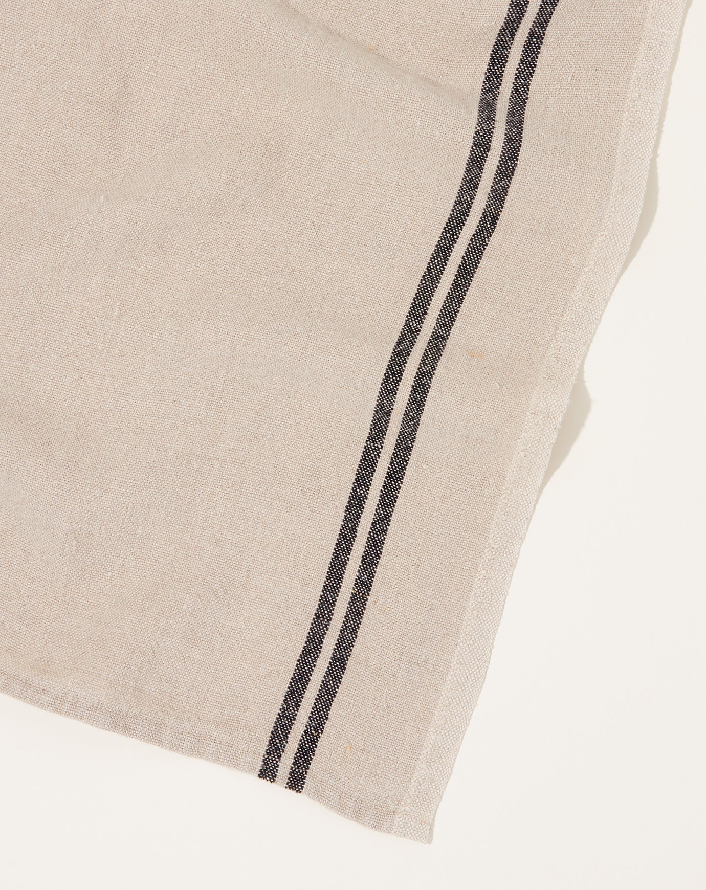 Caravan Vintage Linen Stripe Napkins in Natural and Black, Set of 4