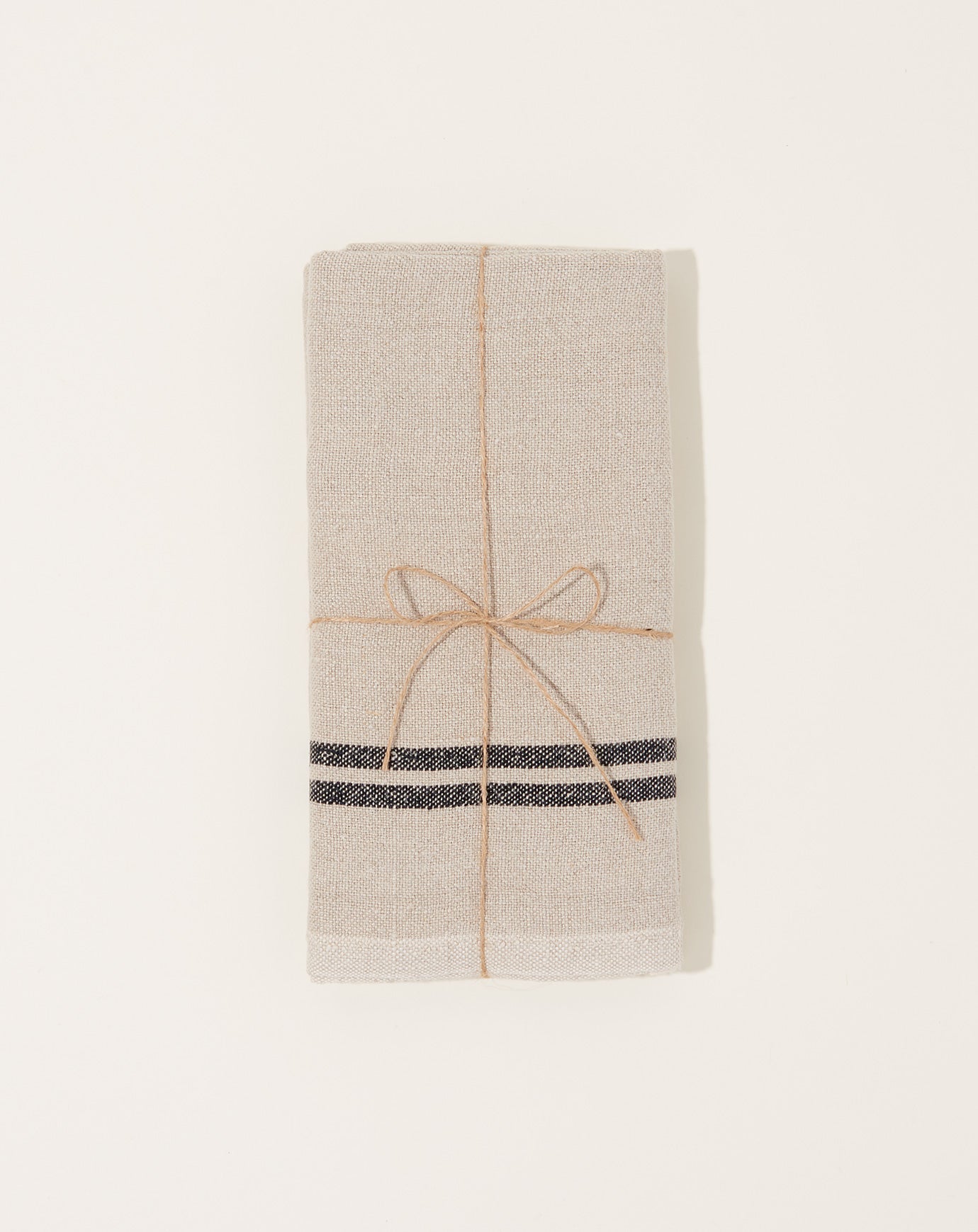 Caravan Vintage Stripe Linen Towels in Natural and Black, Set of 2