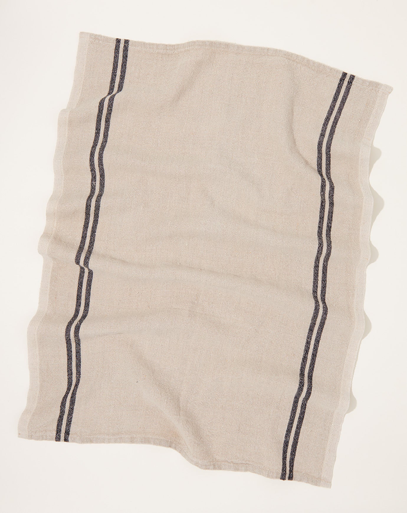 Caravan Vintage Stripe Linen Towels in Natural and Black, Set of 2