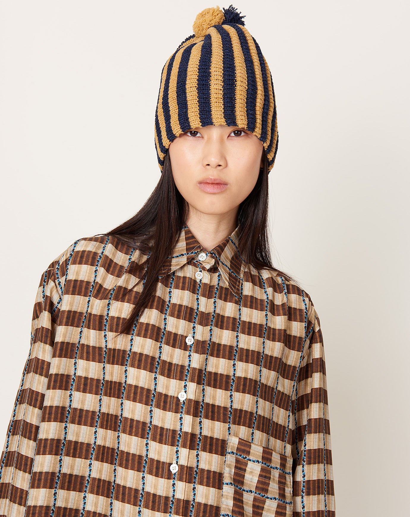 Cawley Stripe Pleat Hat in Vintage Heather & Maze