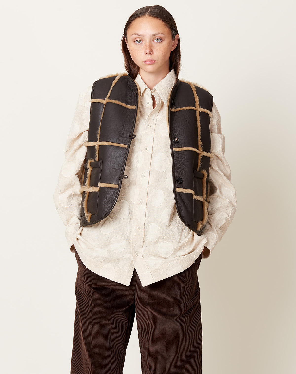 Cawley Japanese Boucle Daphne Vest in Riviera