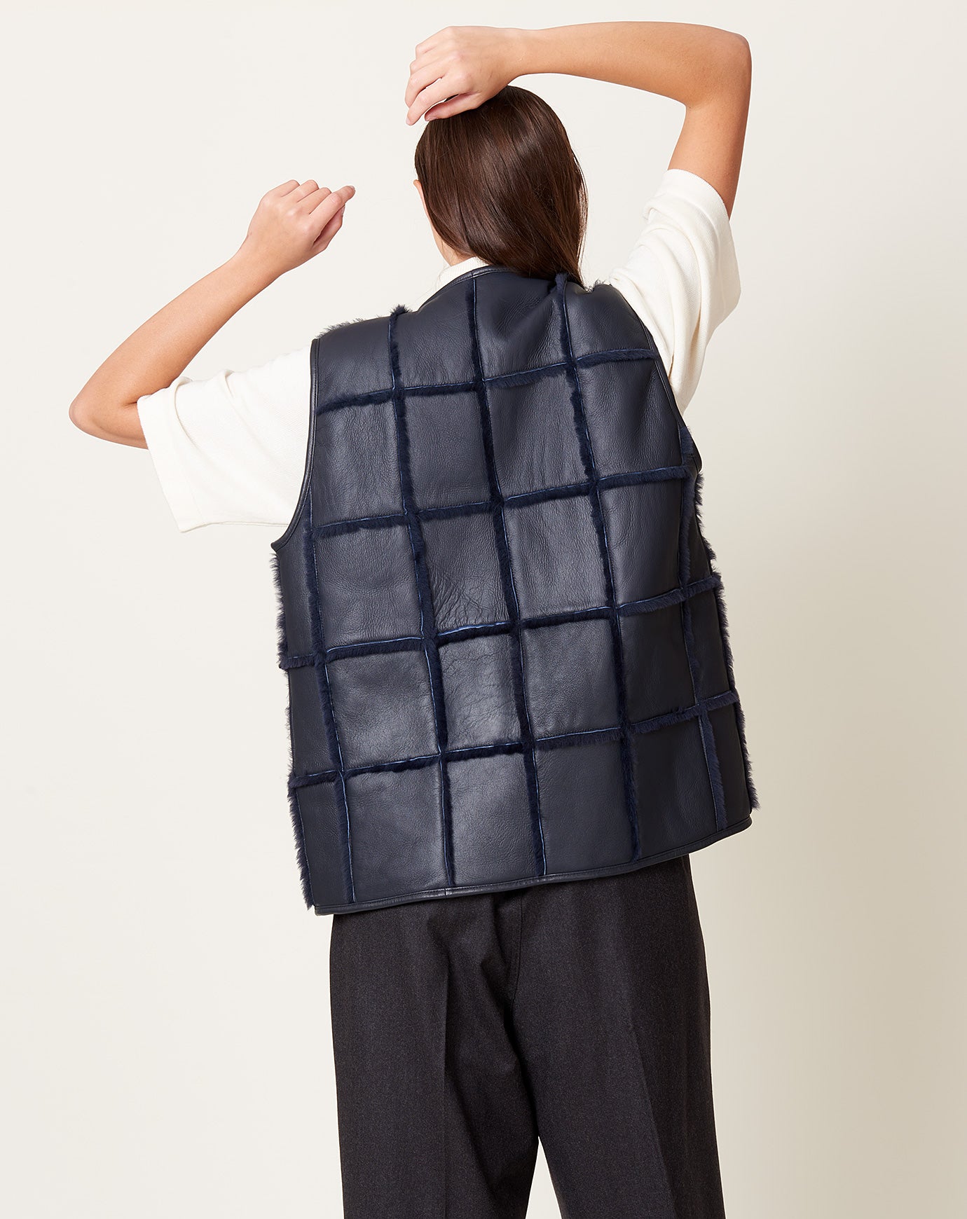 Cawley Checked River Vest in Navy