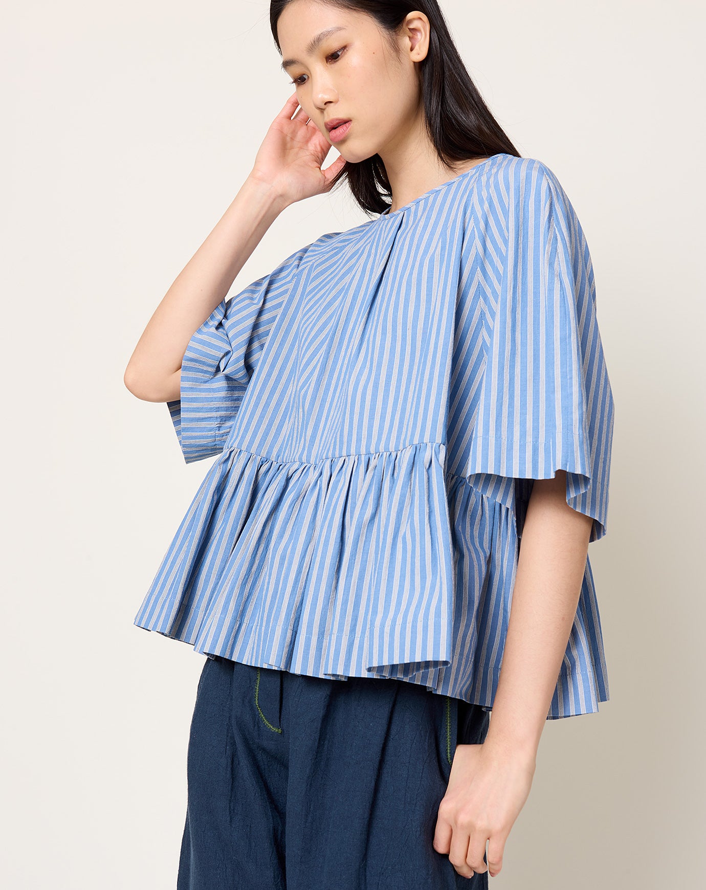 Cawley Delilah Top in Japanese Striped Cotton