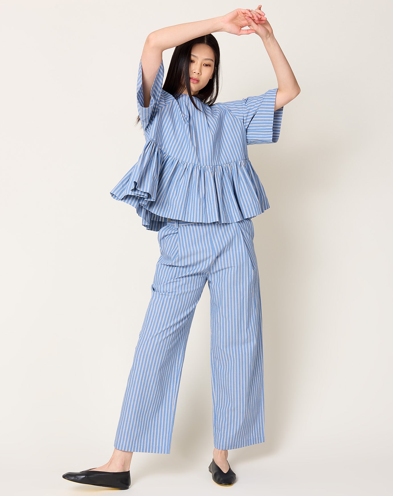 Cawley Georgia Trouser in Japanese Striped Cotton