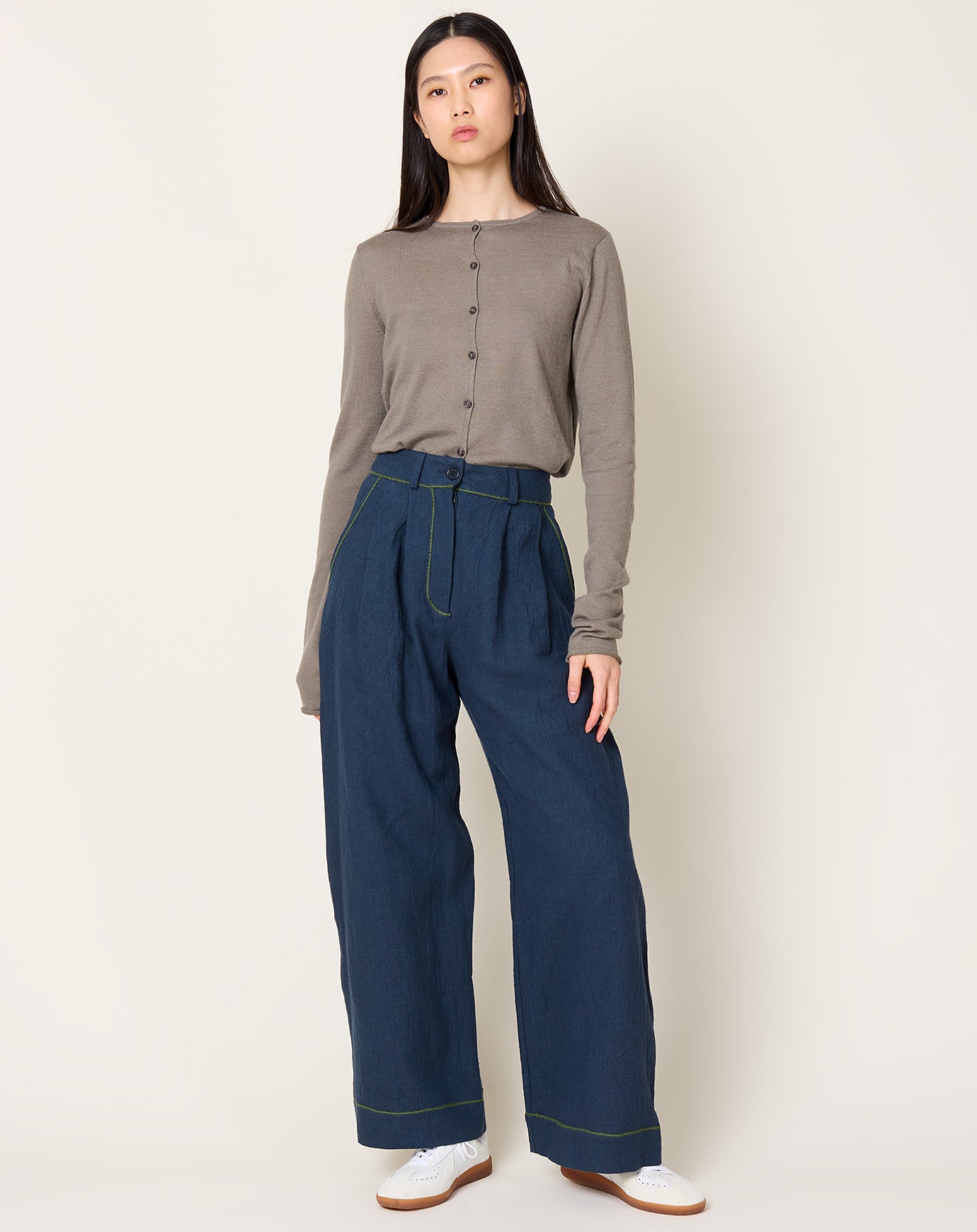 Cawley Japanese Linen Mara Trouser in Dark Indigo