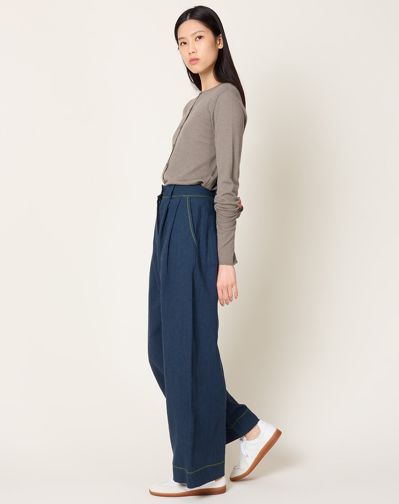 Cawley Japanese Linen Mara Trouser in Dark Indigo