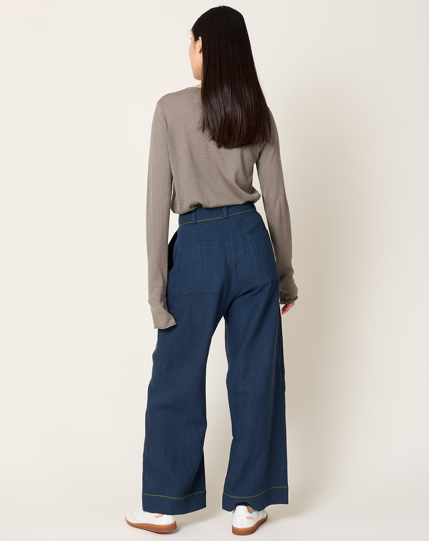 Cawley Japanese Linen Mara Trouser in Dark Indigo