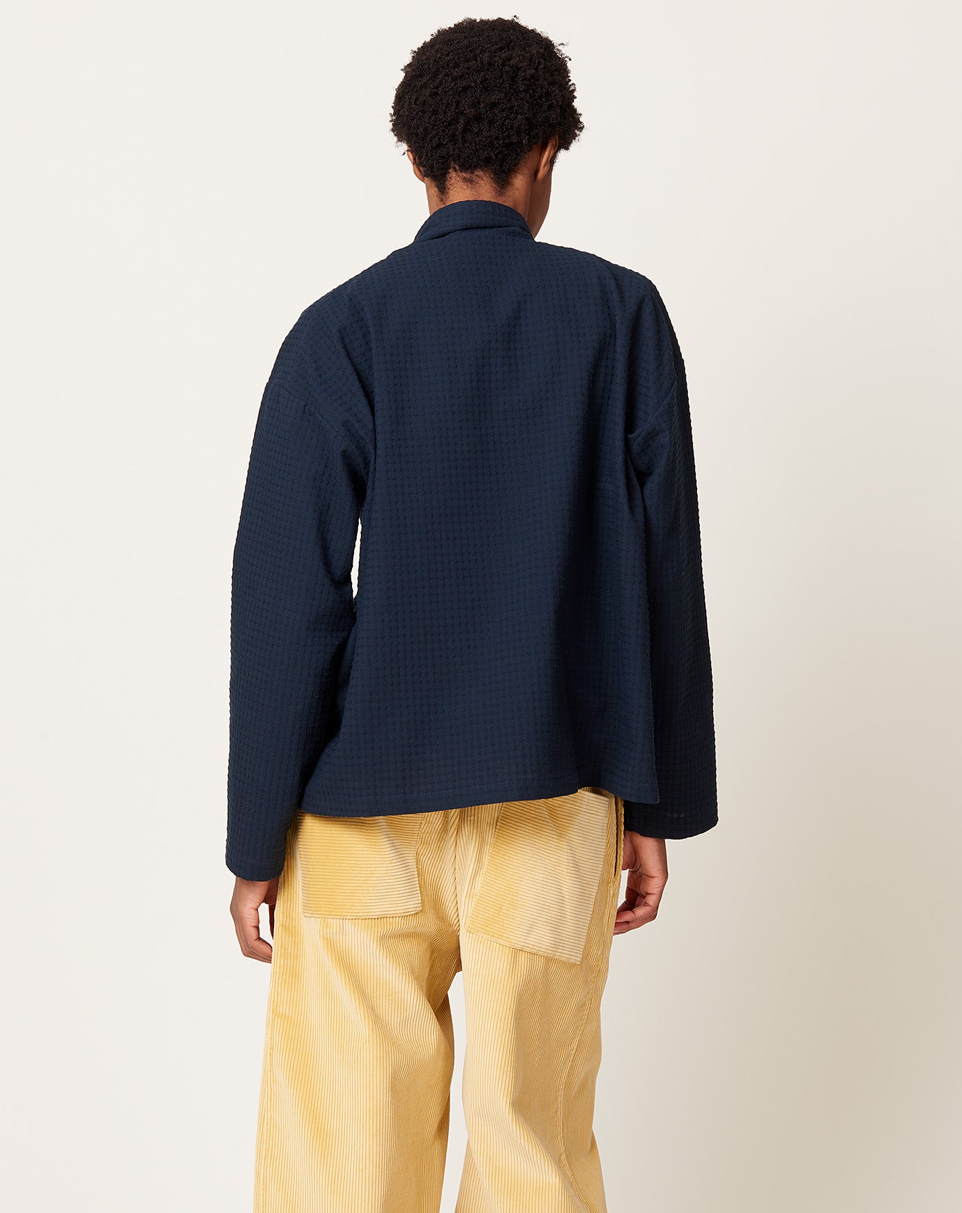 Cawley Japanese Waffle Dorothy Shirt in Dark Navy