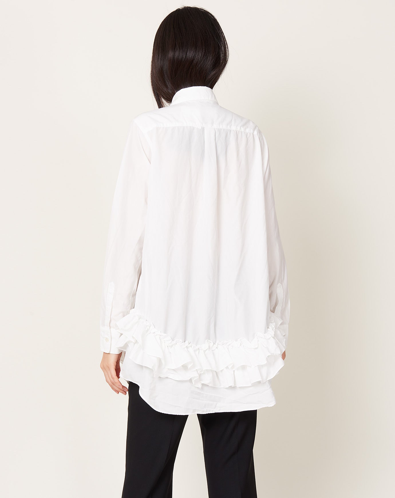 Comme des Garçons Comme des Garçons Ruffle Bottom Shirt in White