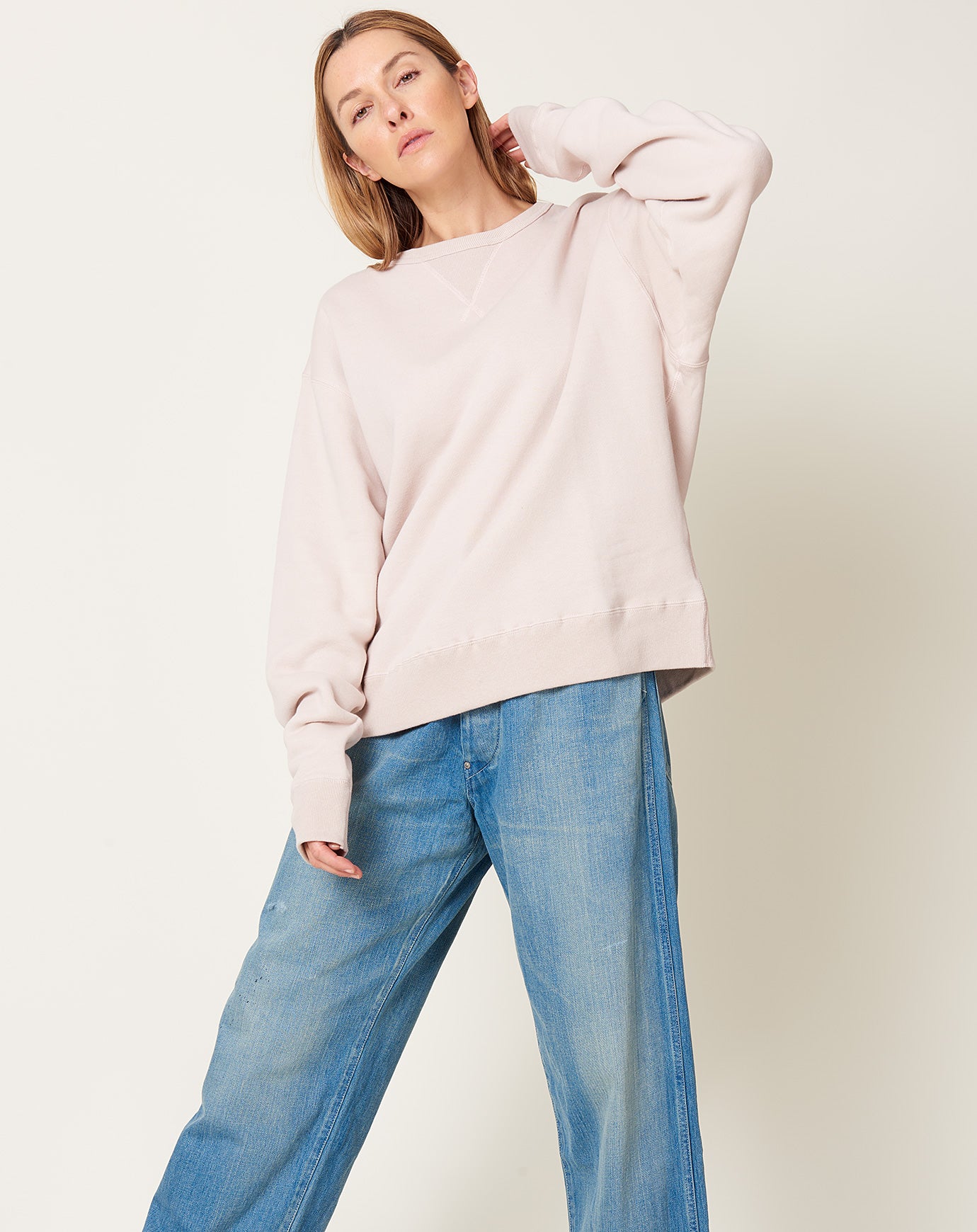 Chimala Sweat Crew Top in Baby Pink