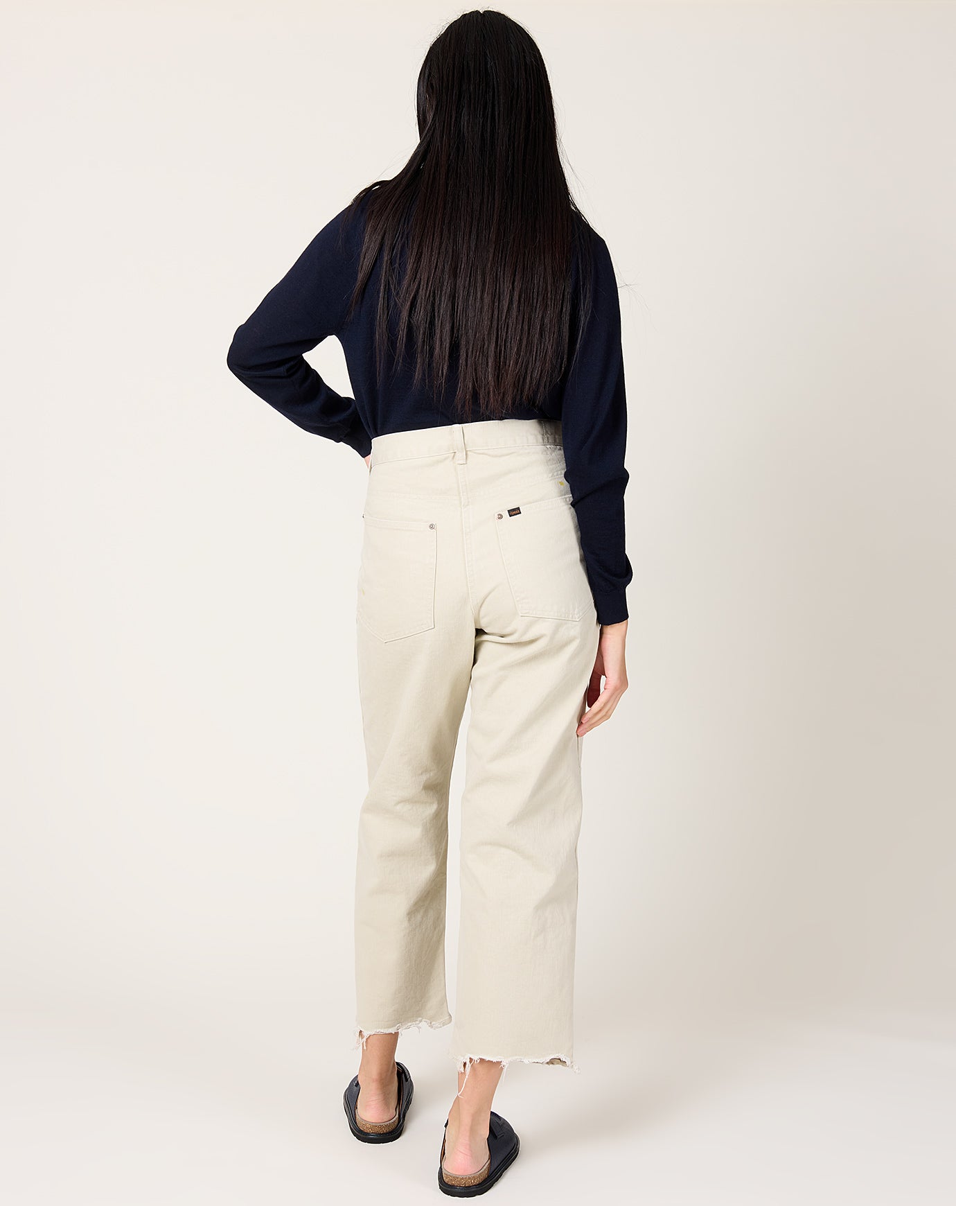 Chimala Adjustable Waist Denim Pants in Ivory