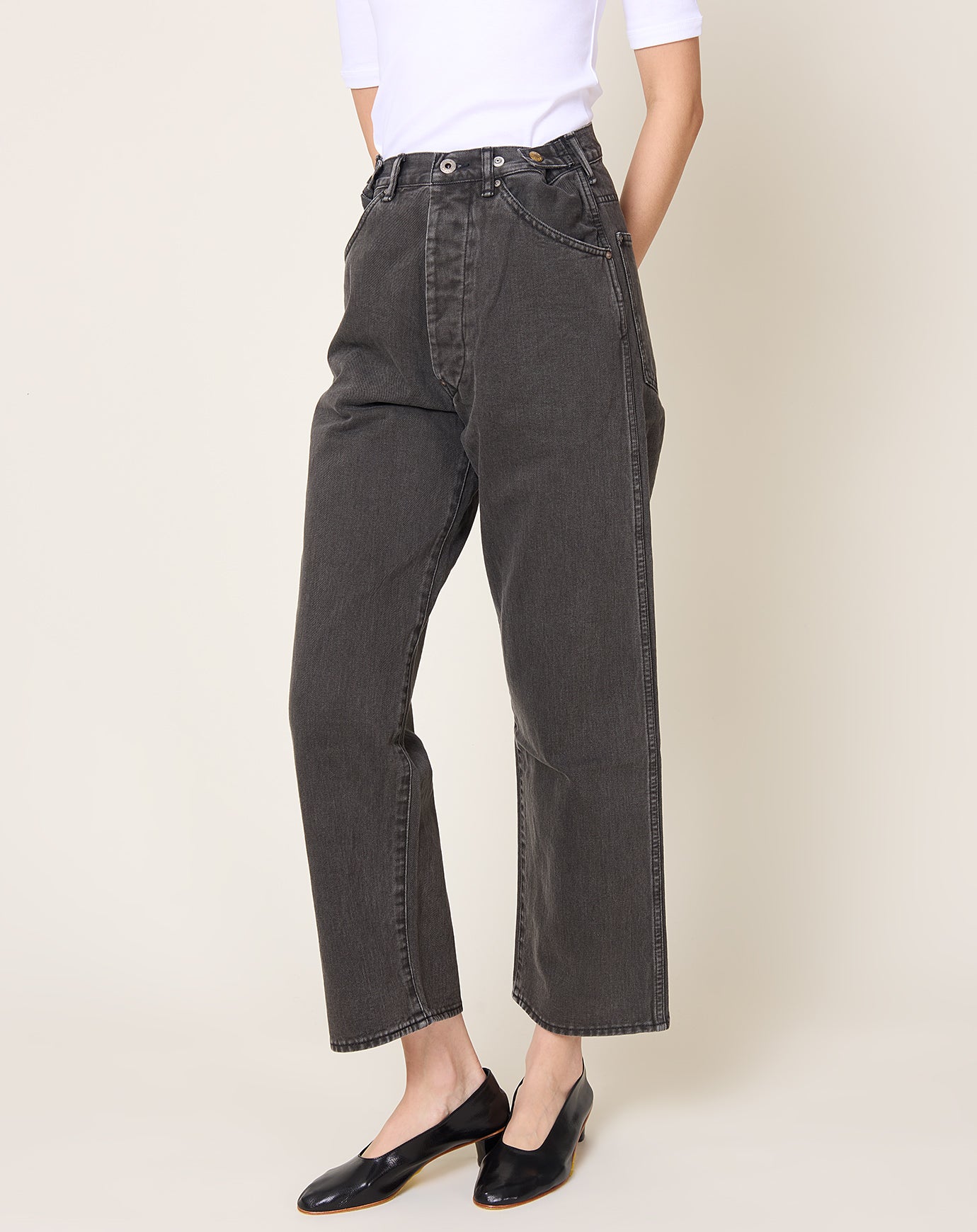 Chimala Waist Adjustable Denim Pants in Charcoal