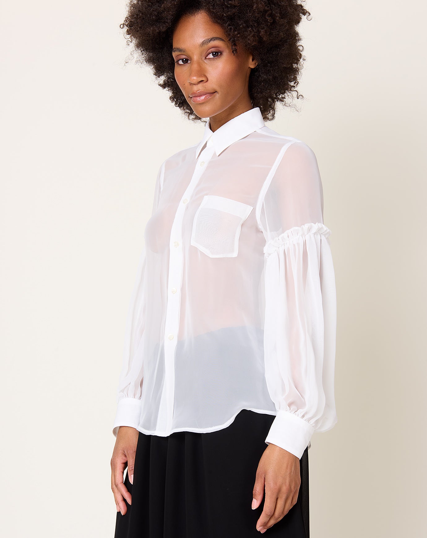 Comme des Garçons Comme des Garçons  Chiffon Blouse in Off White