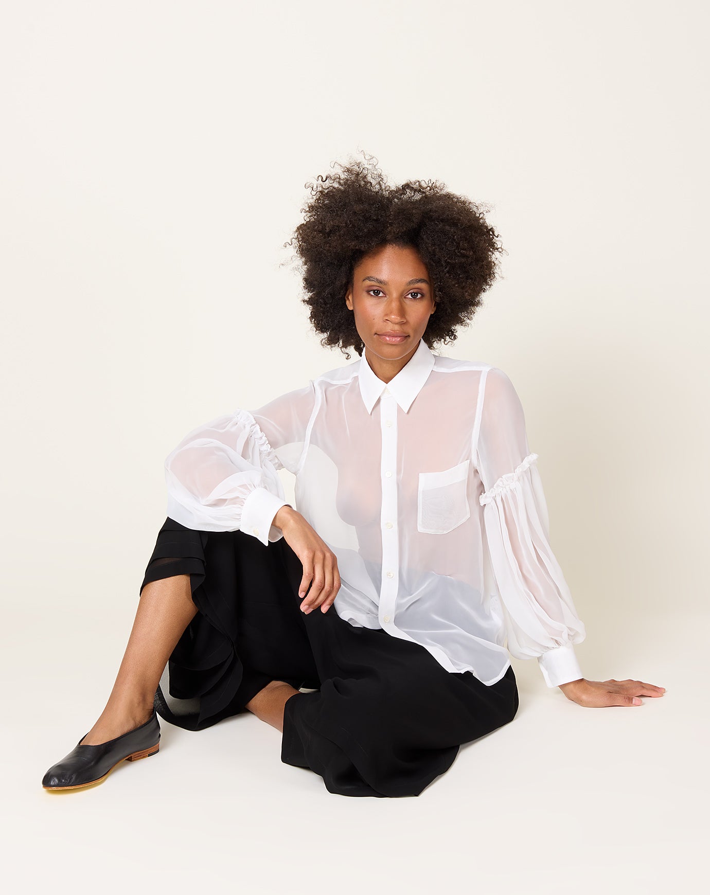 Comme des Garçons Comme des Garçons  Chiffon Blouse in Off White