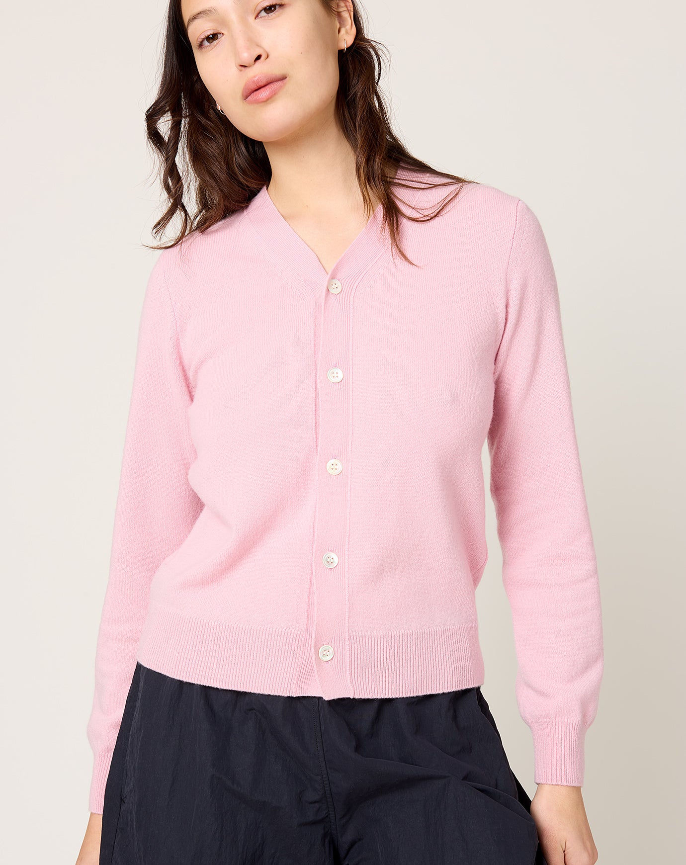 Comme des Garçons Comme des Garçons Cashmere V-neck Cardigan in Pink