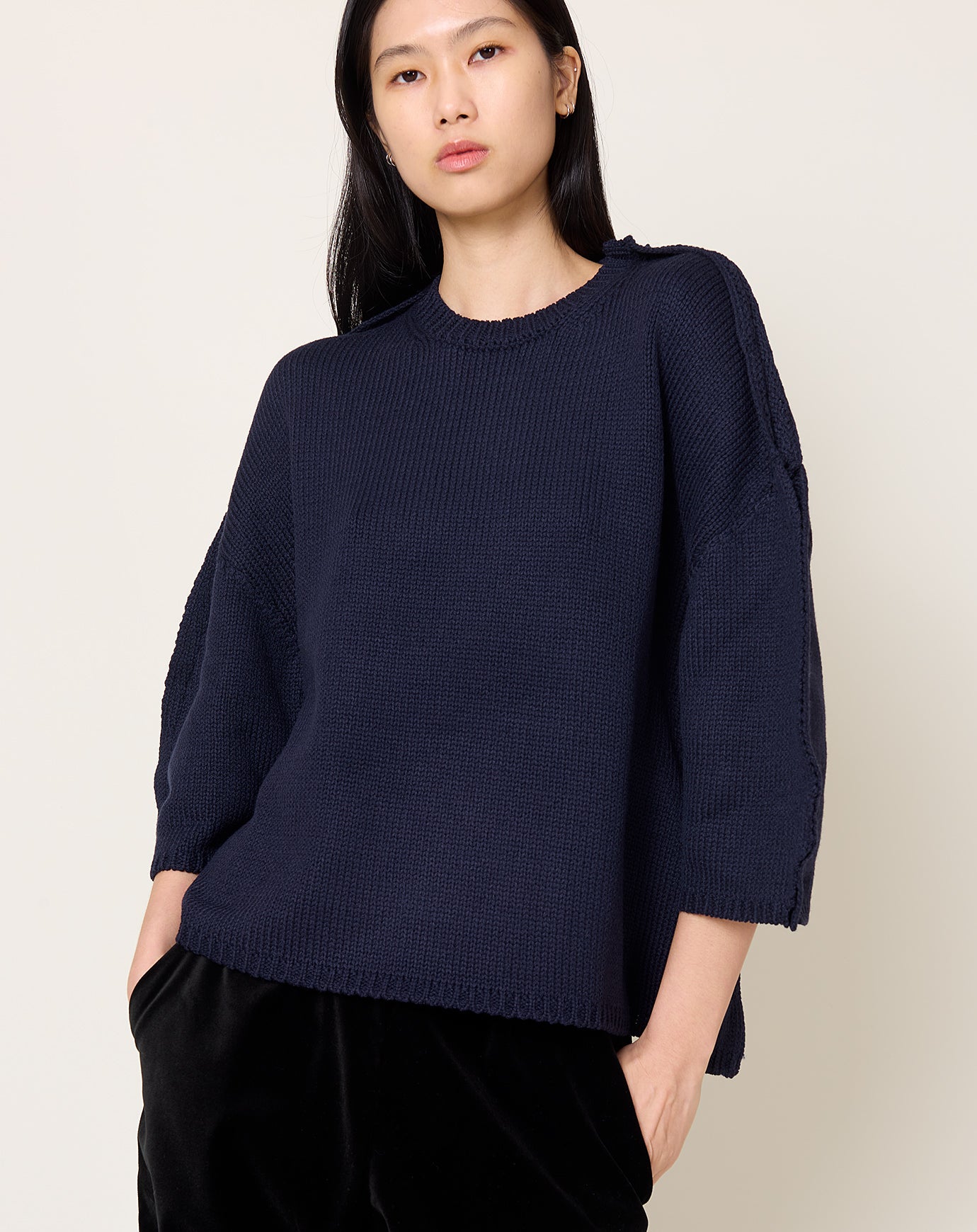 Comme des Garçons Comme des Garçons Mandarin Collar Dress in Navy