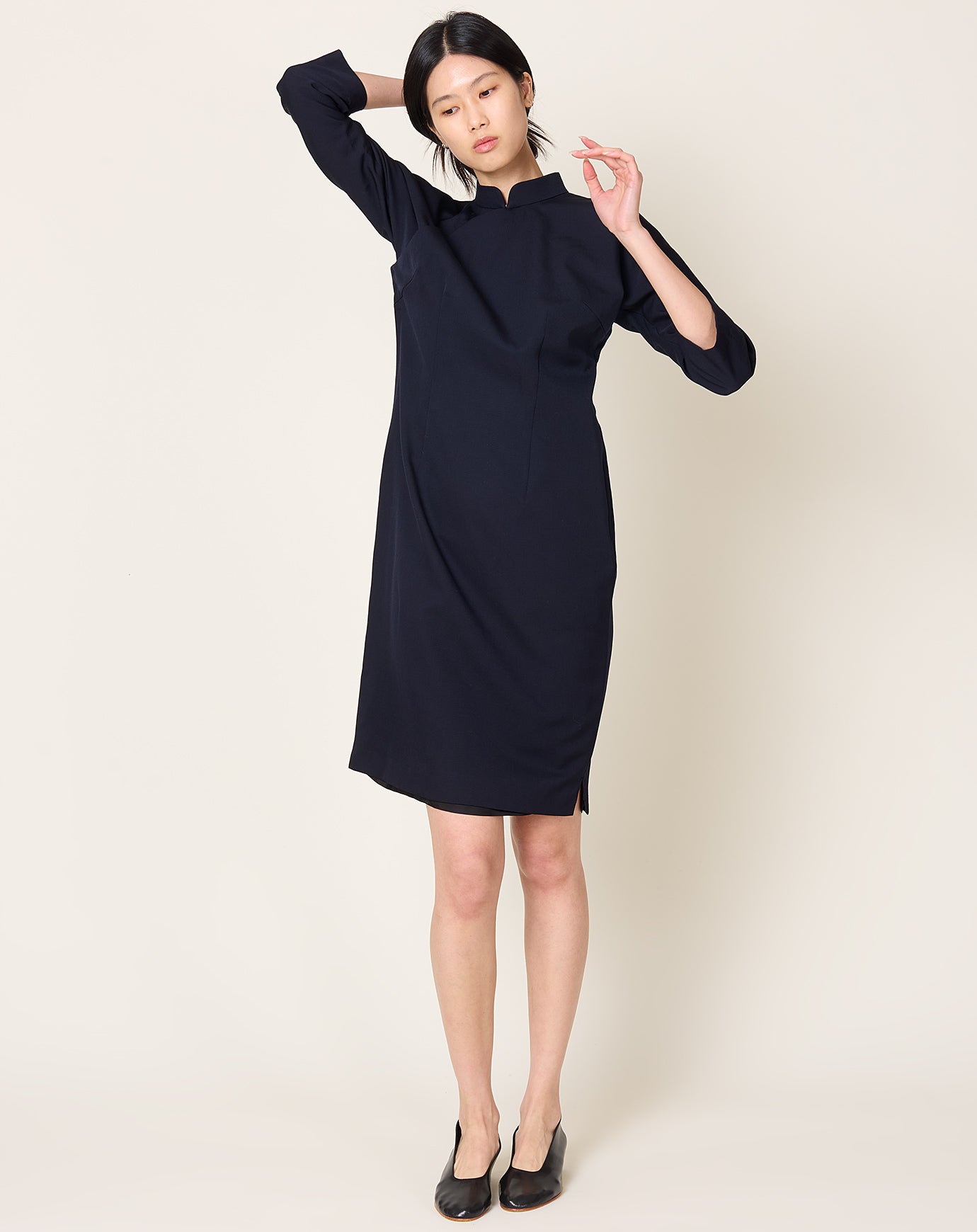 Comme des Garçons Comme des Garçons Mandarin Collar Dress in Navy