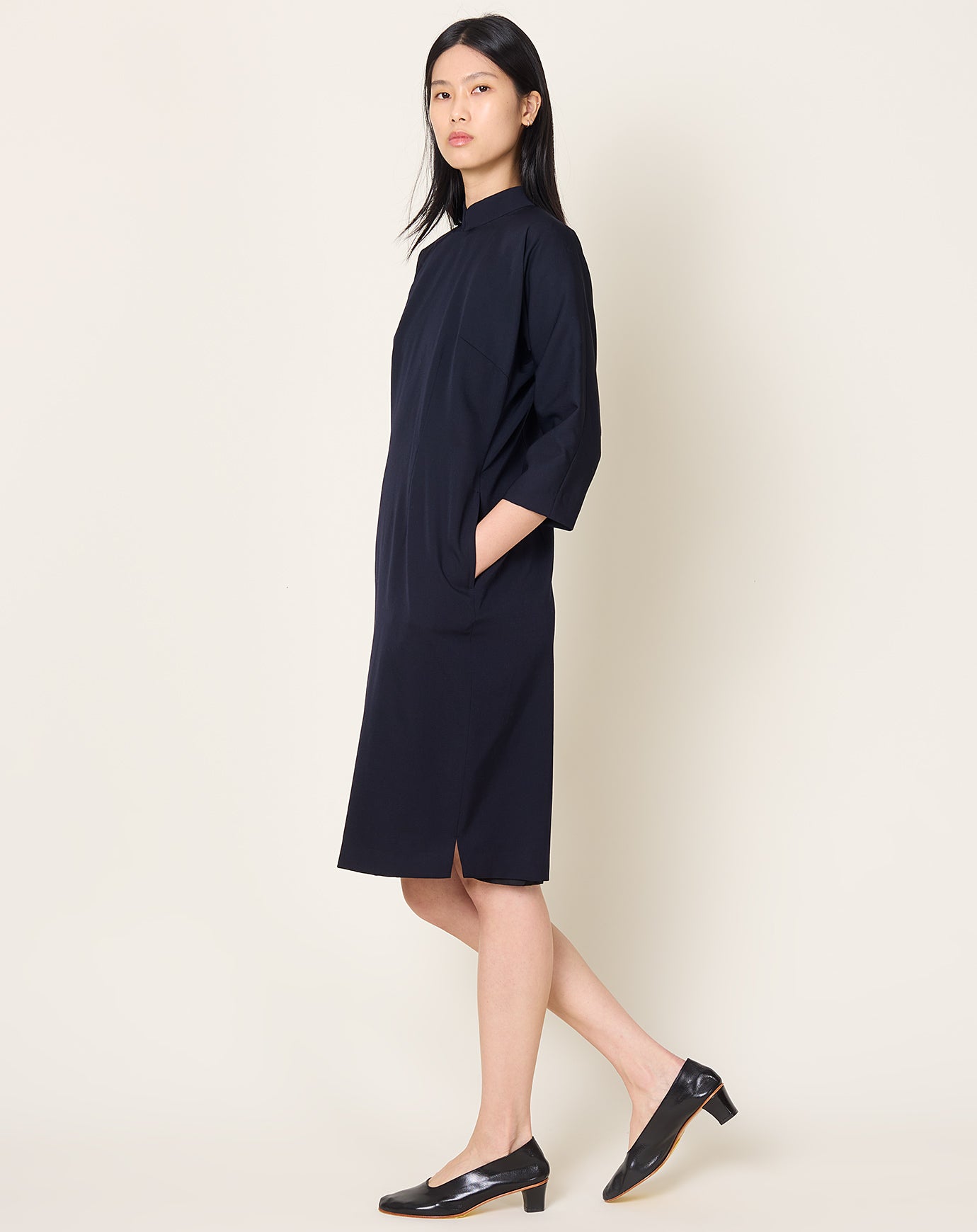 Comme des Garçons Comme des Garçons Mandarin Collar Dress in Navy