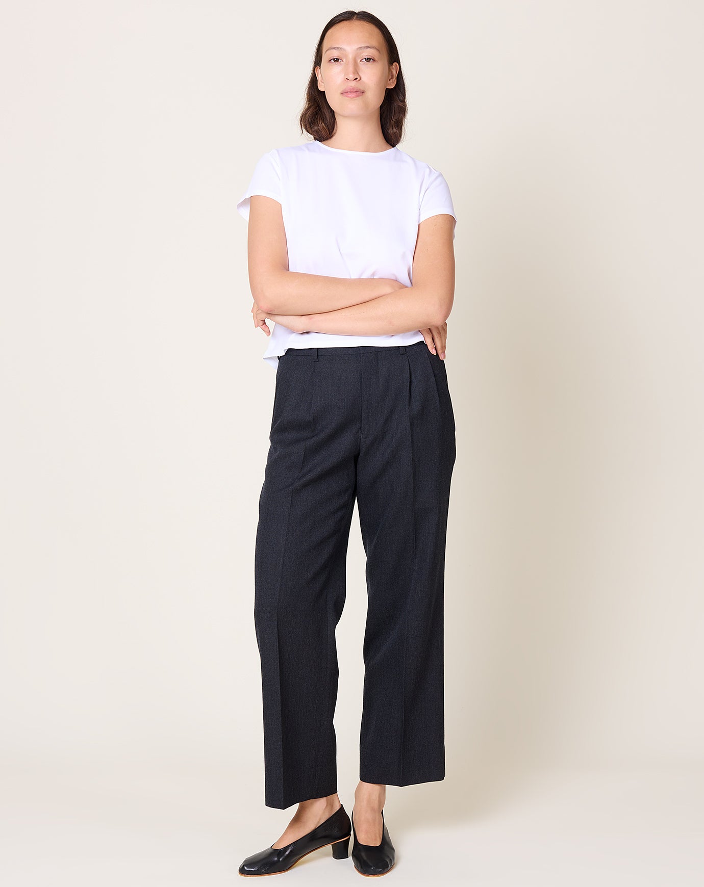 Comme des Garçons Comme des Garçons Pleat Front Wool Pant in Charcoal Grey