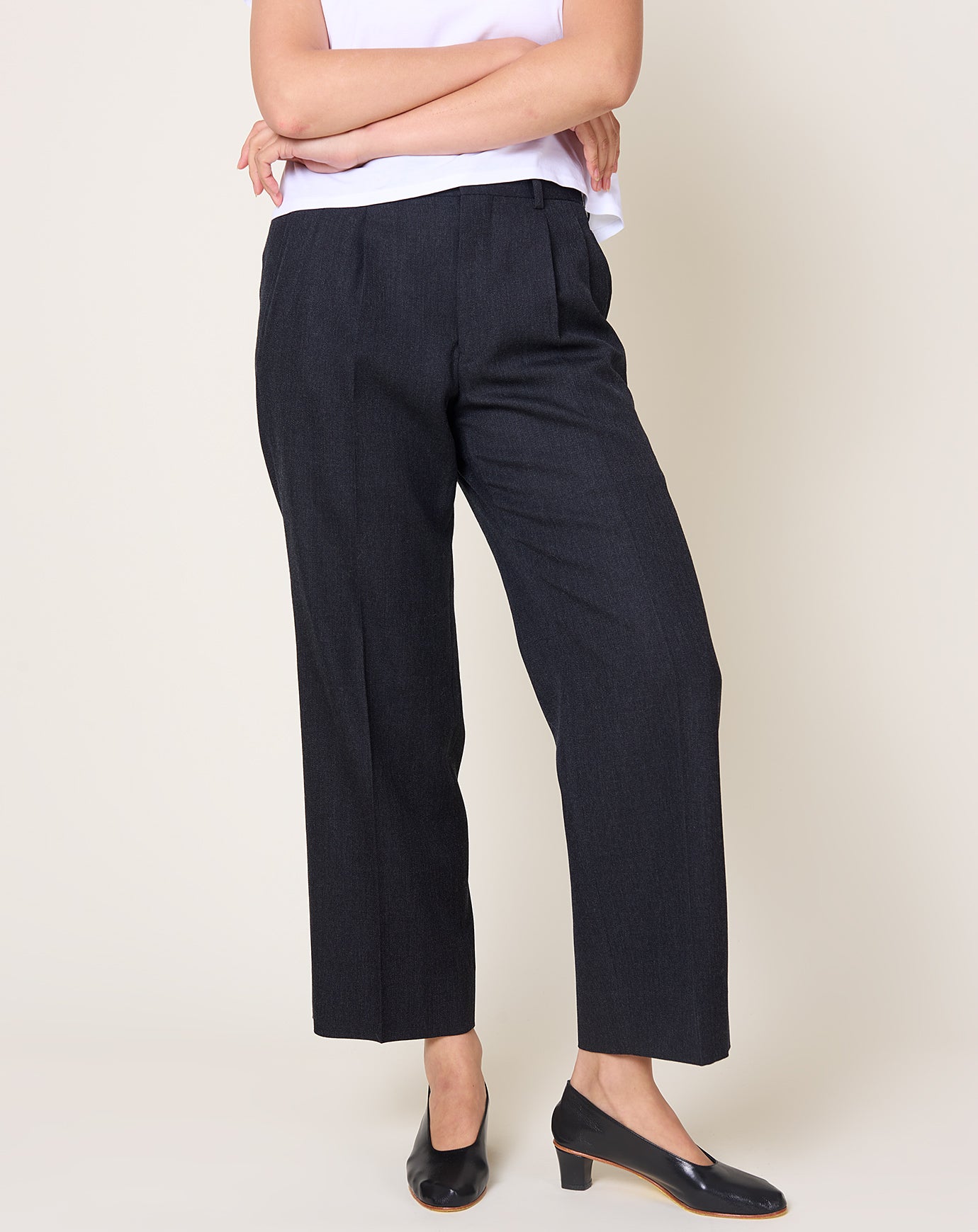 Comme des Garçons Comme des Garçons Pleat Front Wool Pant in Charcoal Grey