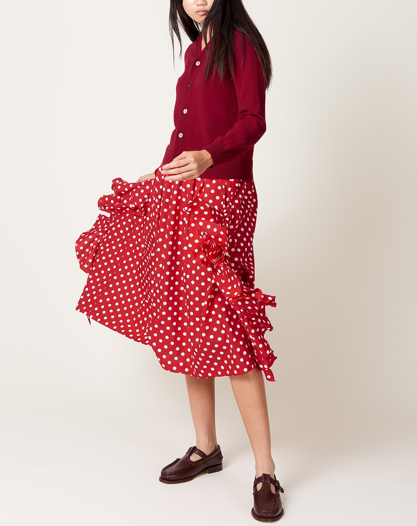Comme des Garçons Comme des Garçons Broad Polka Dots Skirt in Red and White