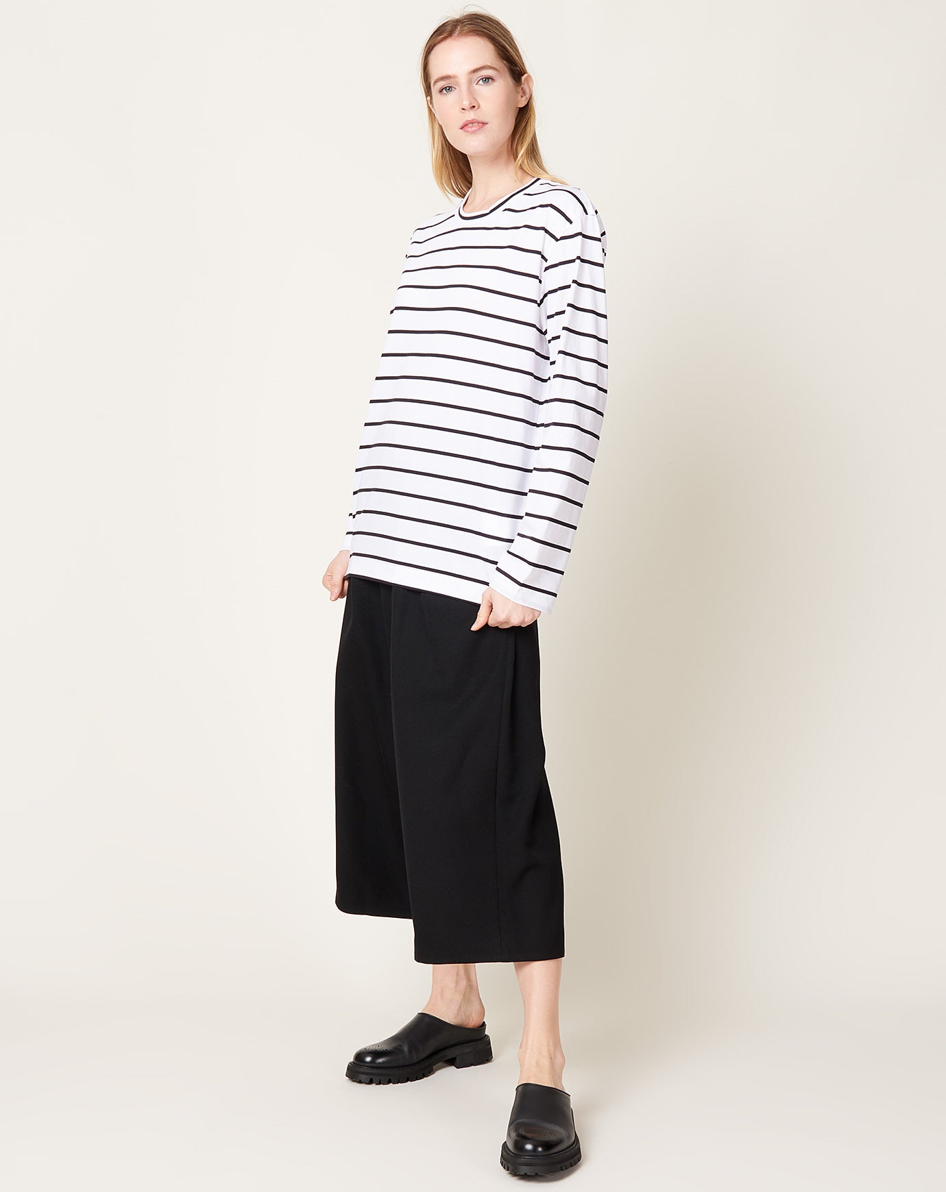 Comme des Garçons Comme des Garçons Cotton Jersey Stripe T Shirt in White and Black