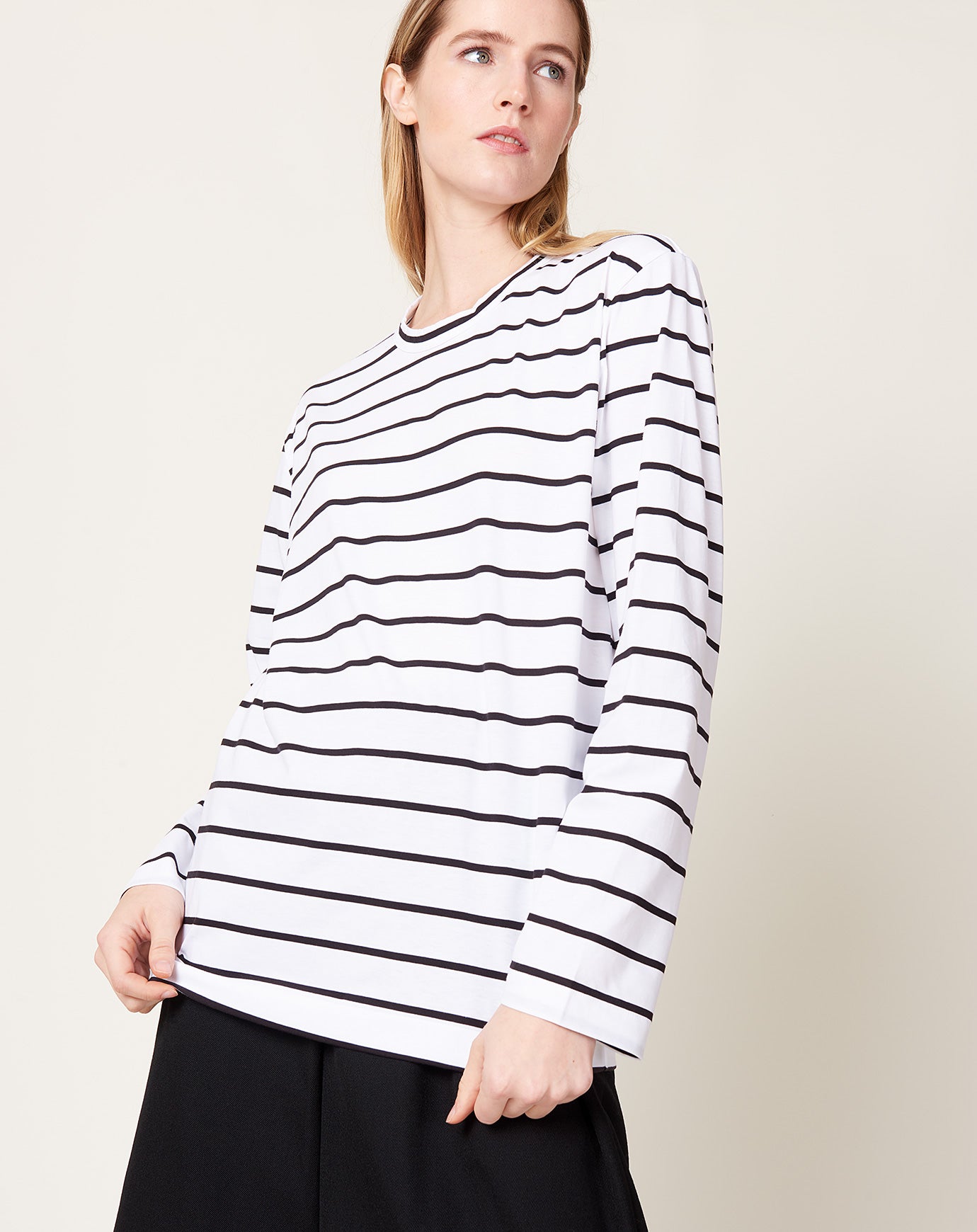 Comme des Garçons Comme des Garçons Cotton Jersey Stripe T Shirt in White and Black