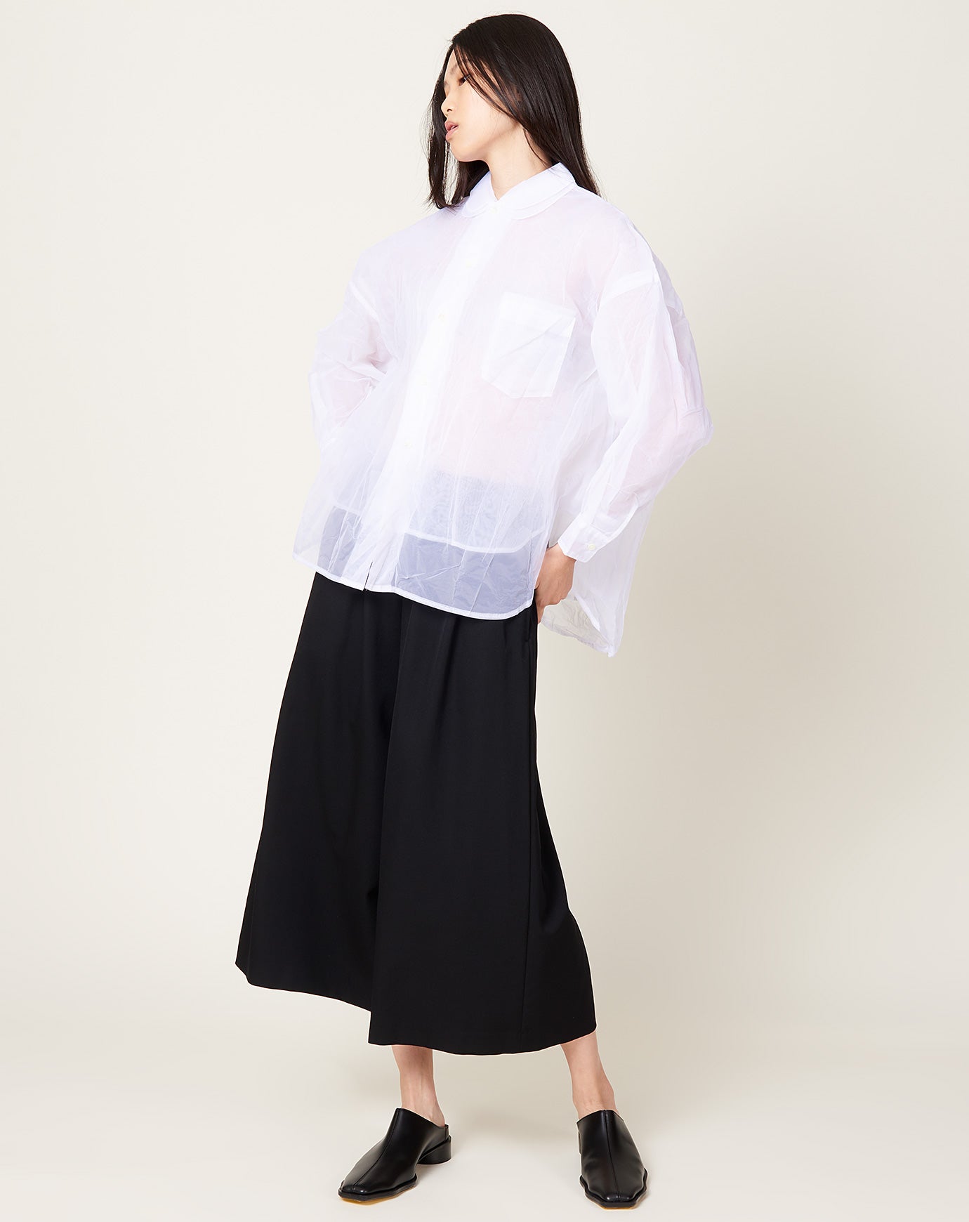 Comme des Garçons Comme des Garçons Double Layer Blouse in White