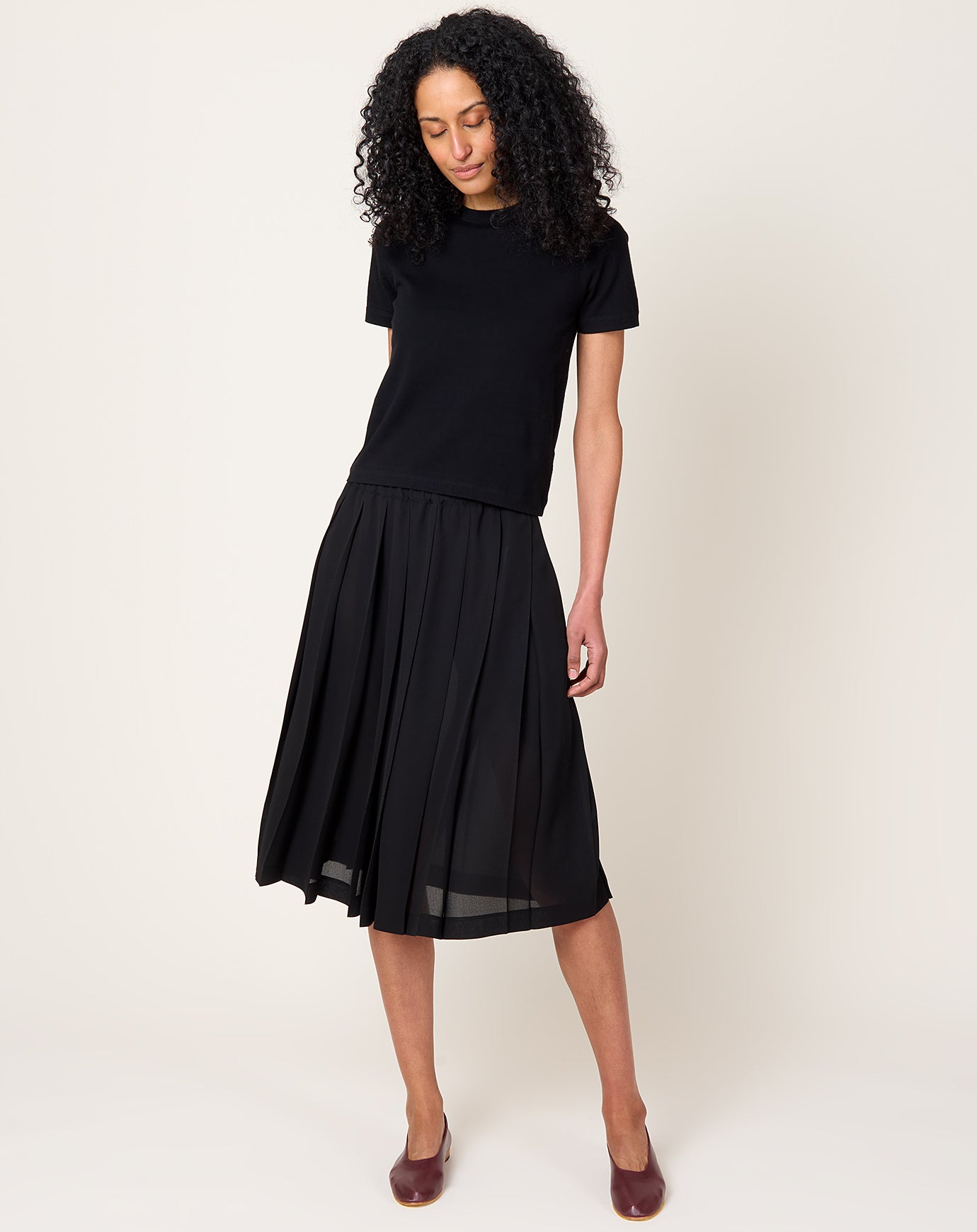 Comme des Garçons Comme des Garçons Georgette Pleated Skirt in Black