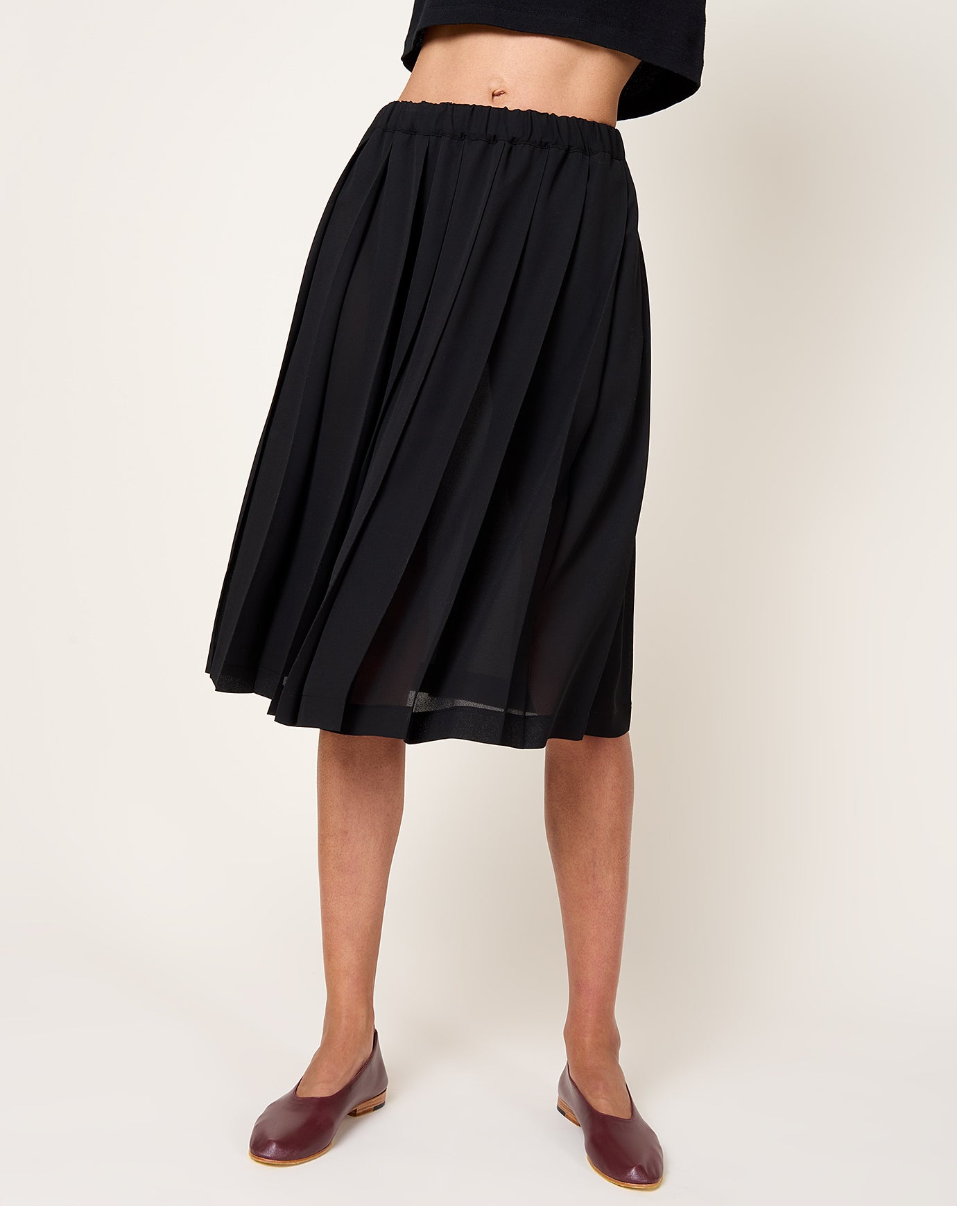 Comme des Garçons Comme des Garçons Georgette Pleated Skirt in Black