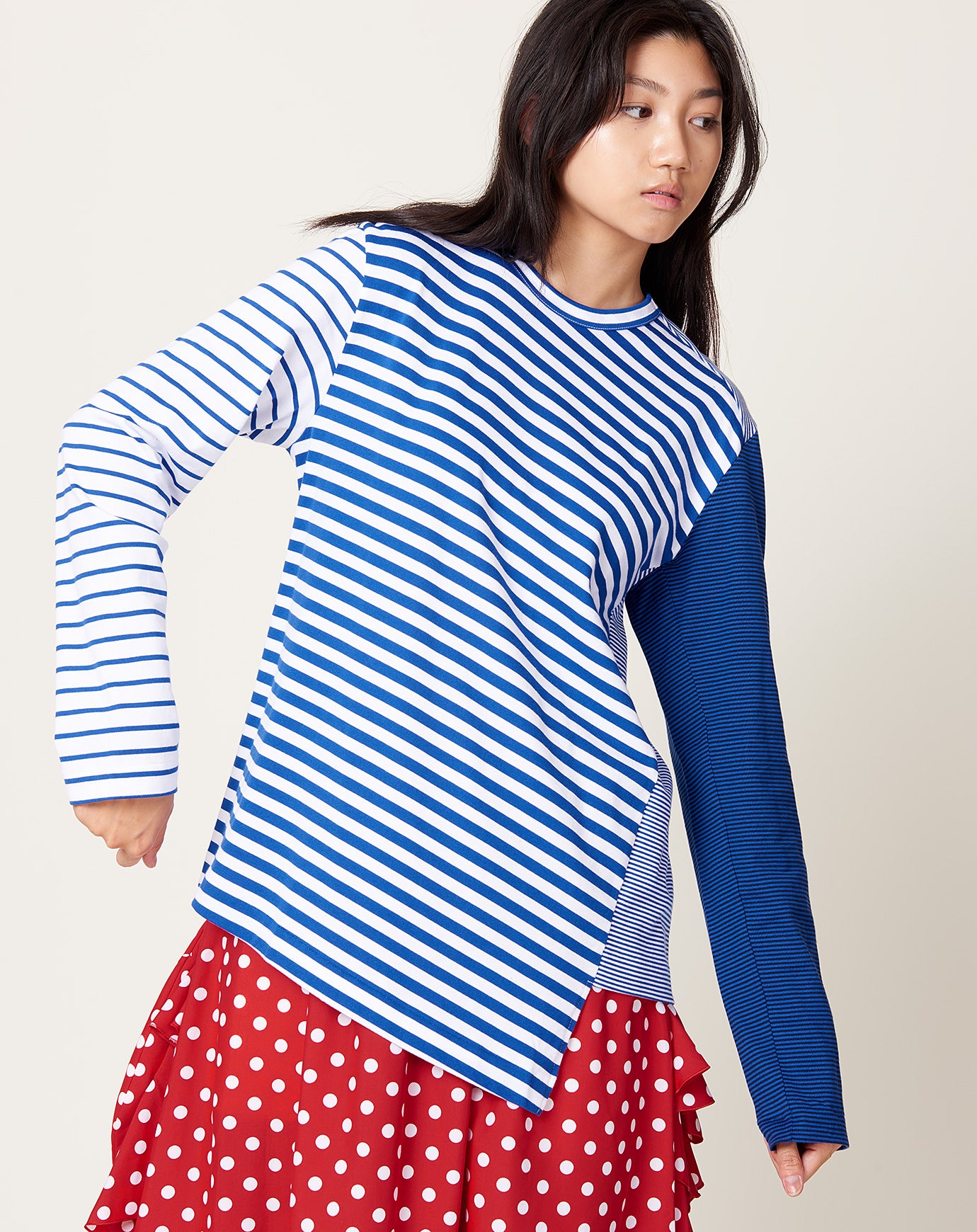 Jersey Striped Colored Top in Blue
