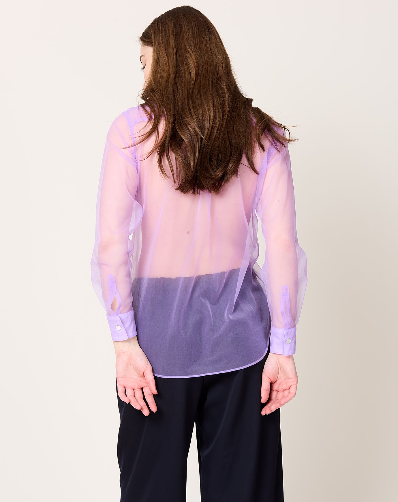 Comme des Garçons Comme des Garçons Sheer Ruffle Shirt in Purple