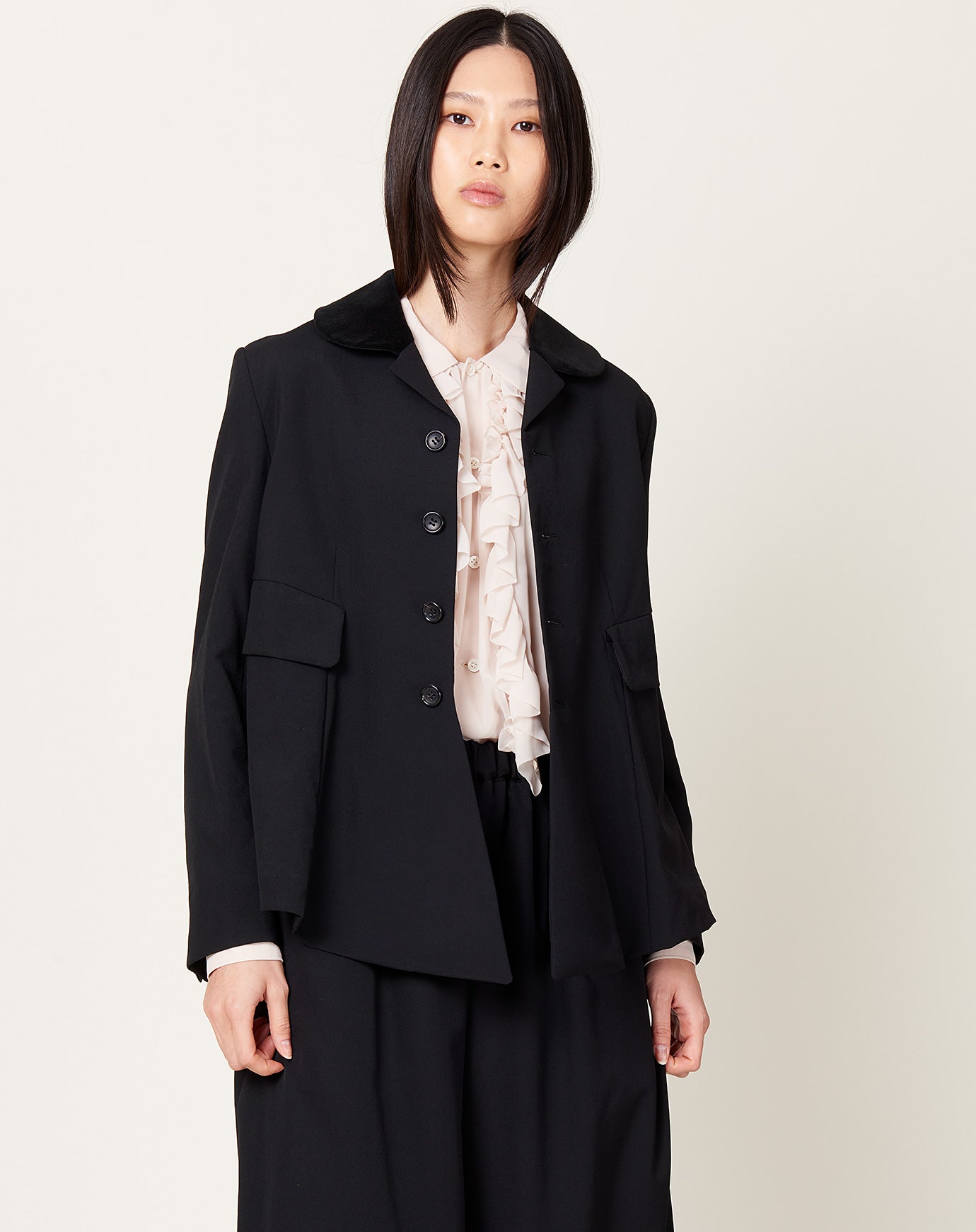 Comme des Garçons Comme des Garçons Velvet Collar Blazer in Black