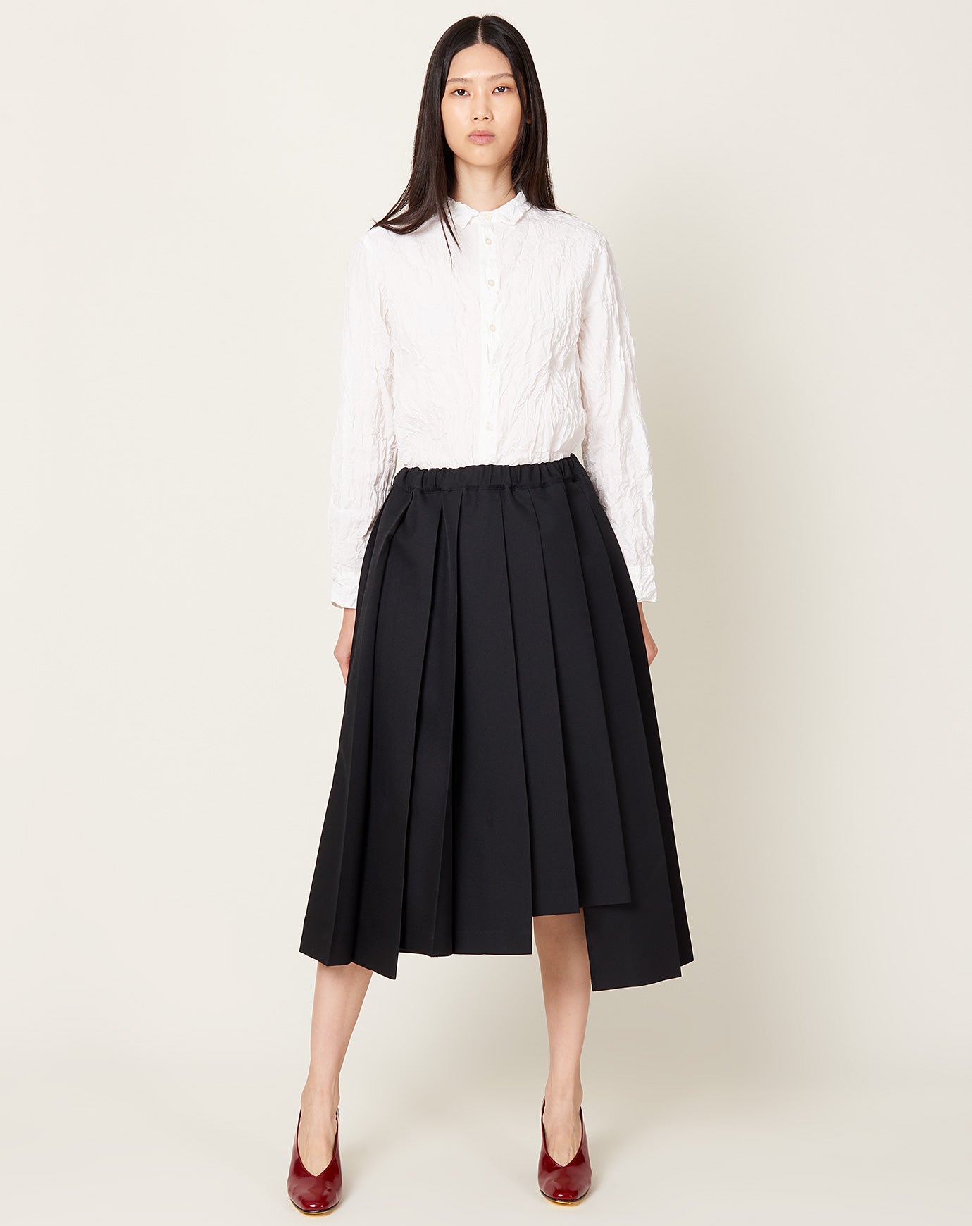 Comme des Garçons Comme des Garçons Wide Fold Pleat Skirt in Black