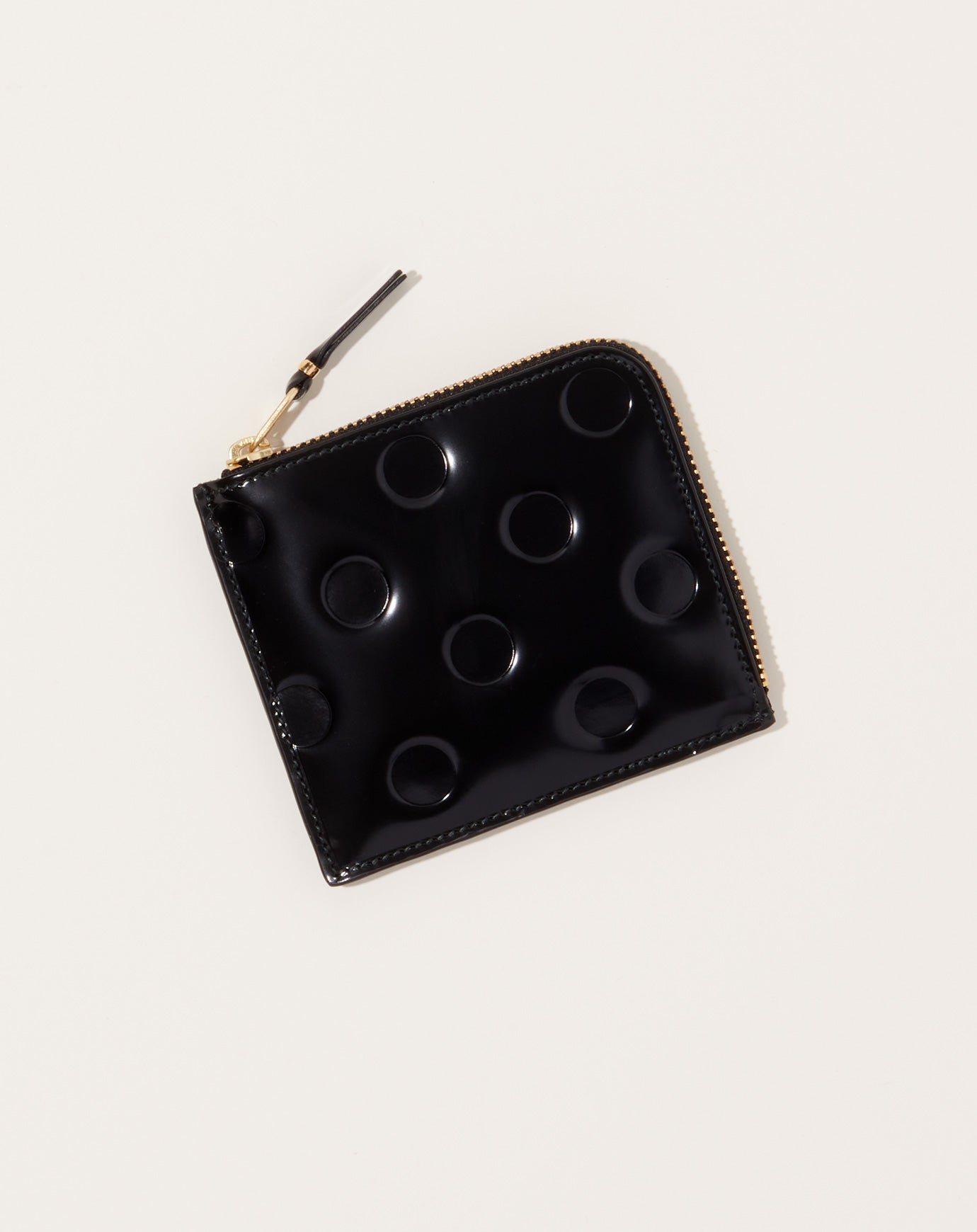 Comme des Garçons  Polka Dots Embossed Zip Around Wallet in Black