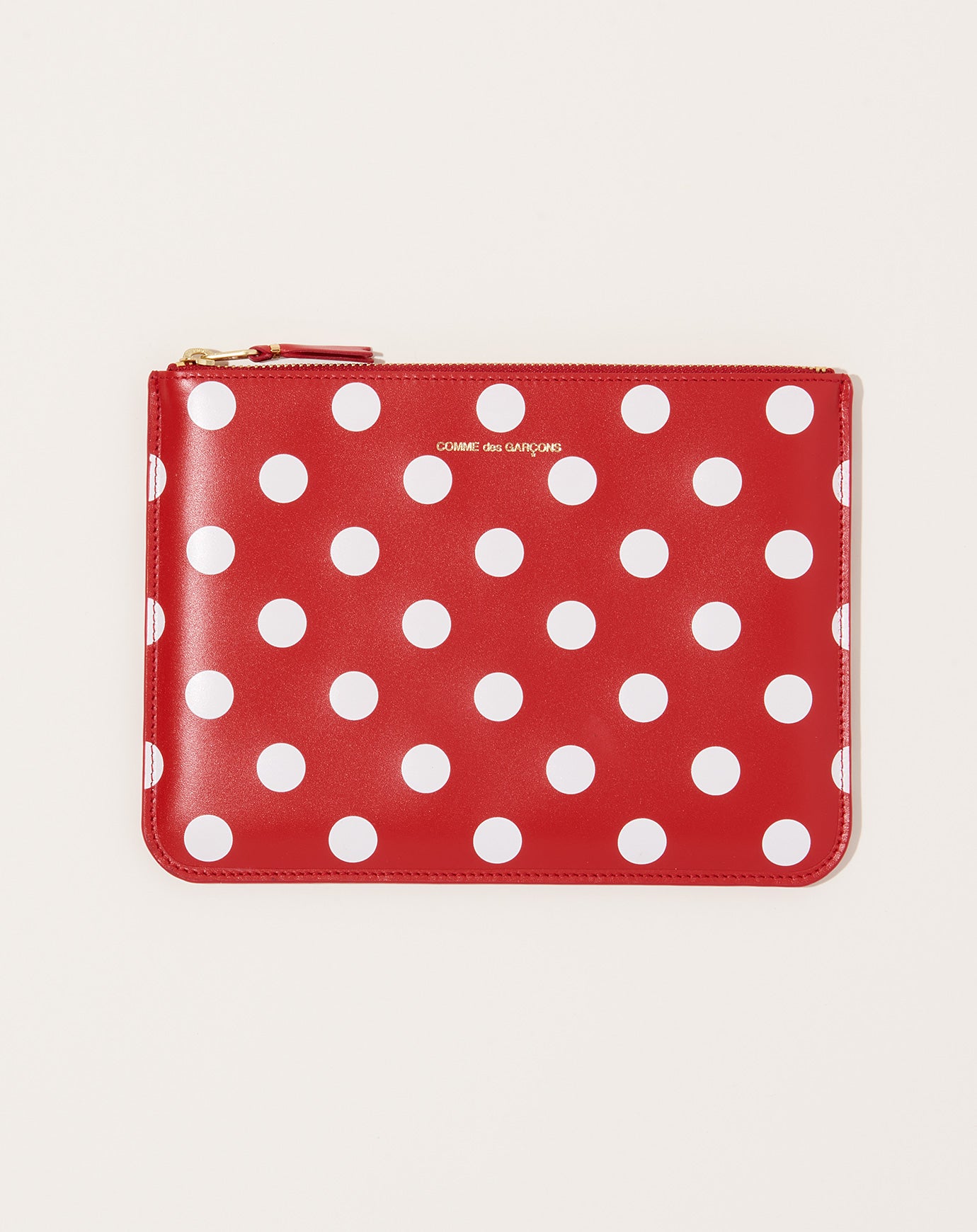 Comme des Garçons  Polka Dots Printed Wallet Pouch in Red