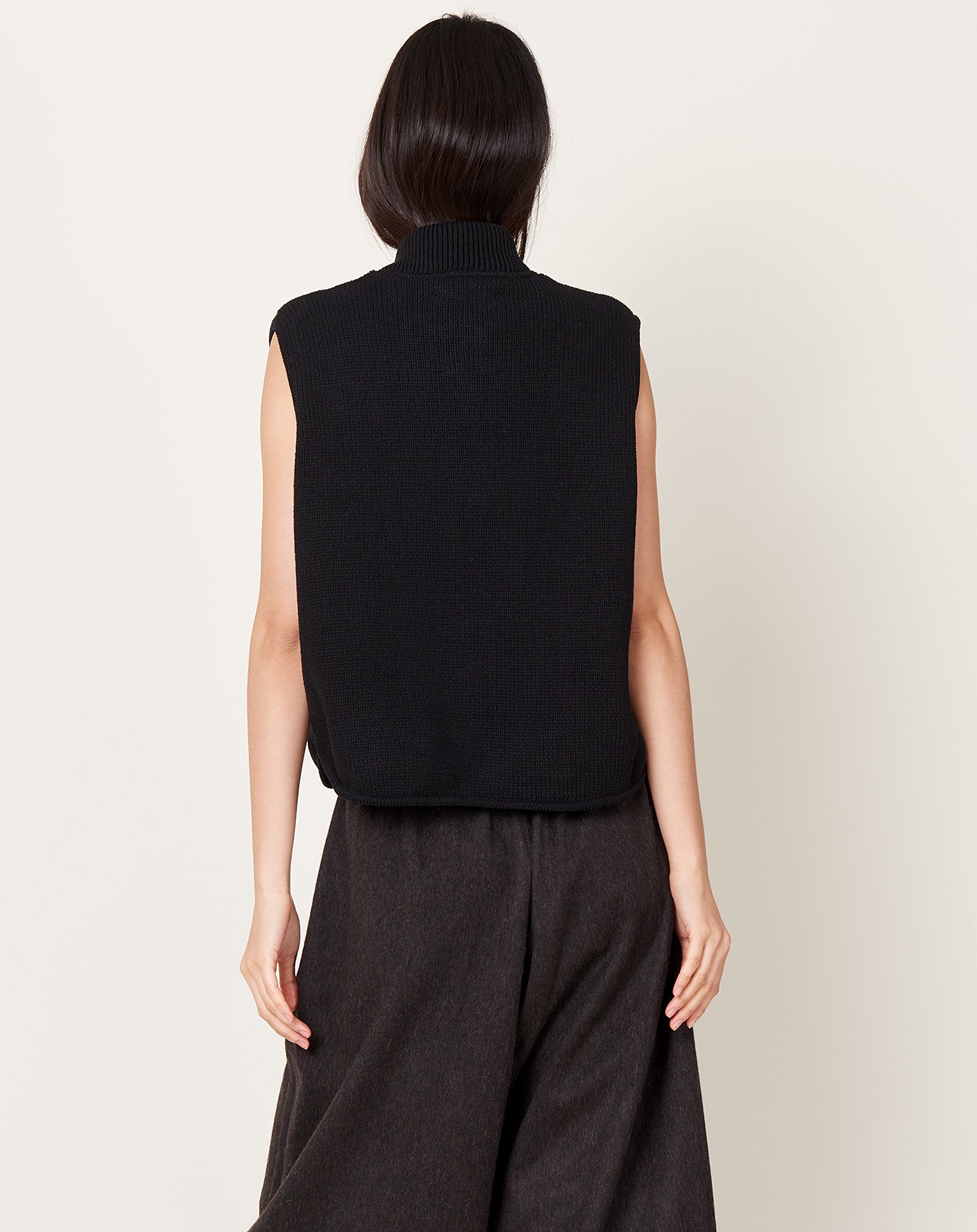 Cordera Boxy Cotton Waistcoat in Black